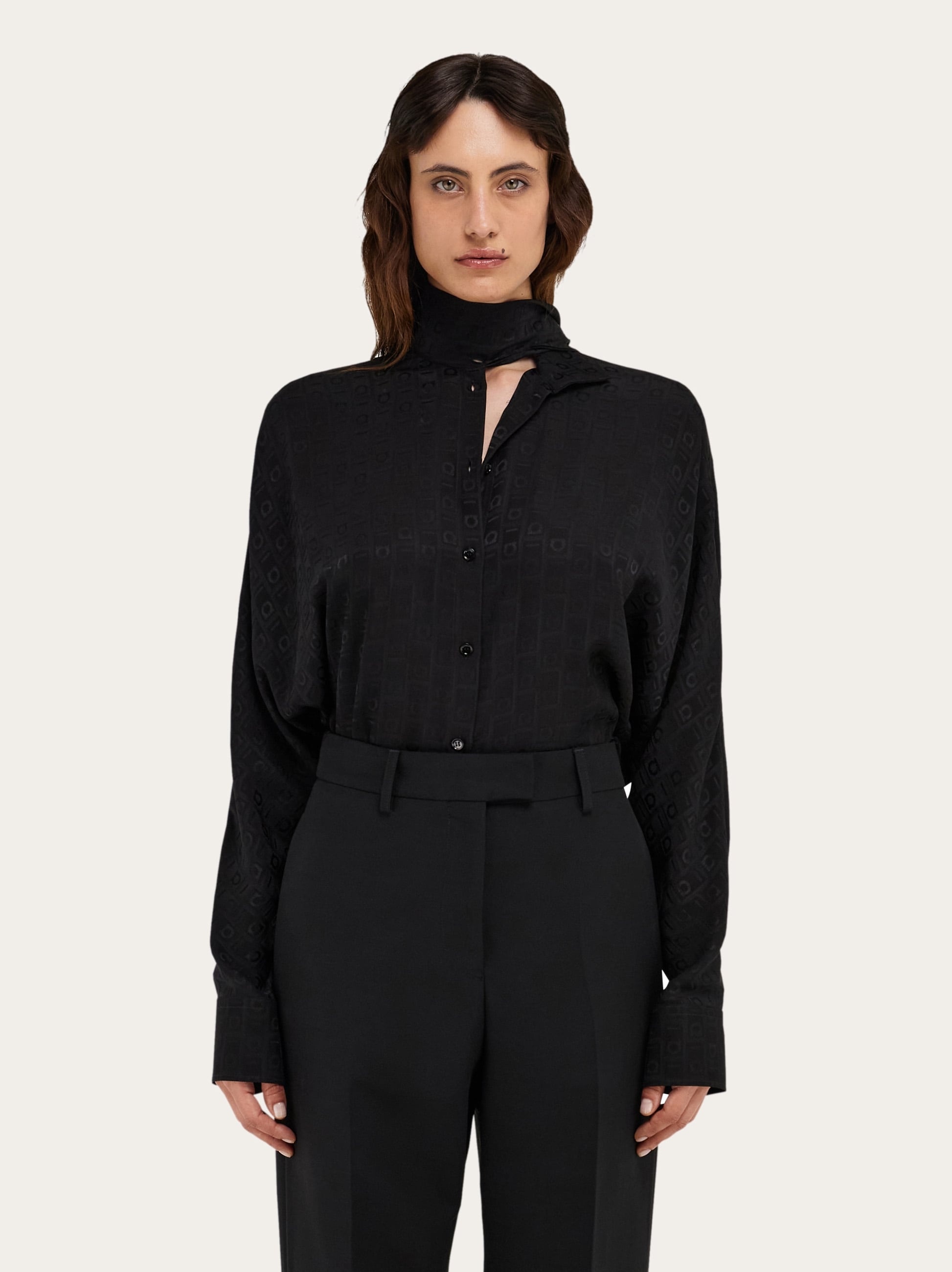 Viscose blouse with sash collar - 7