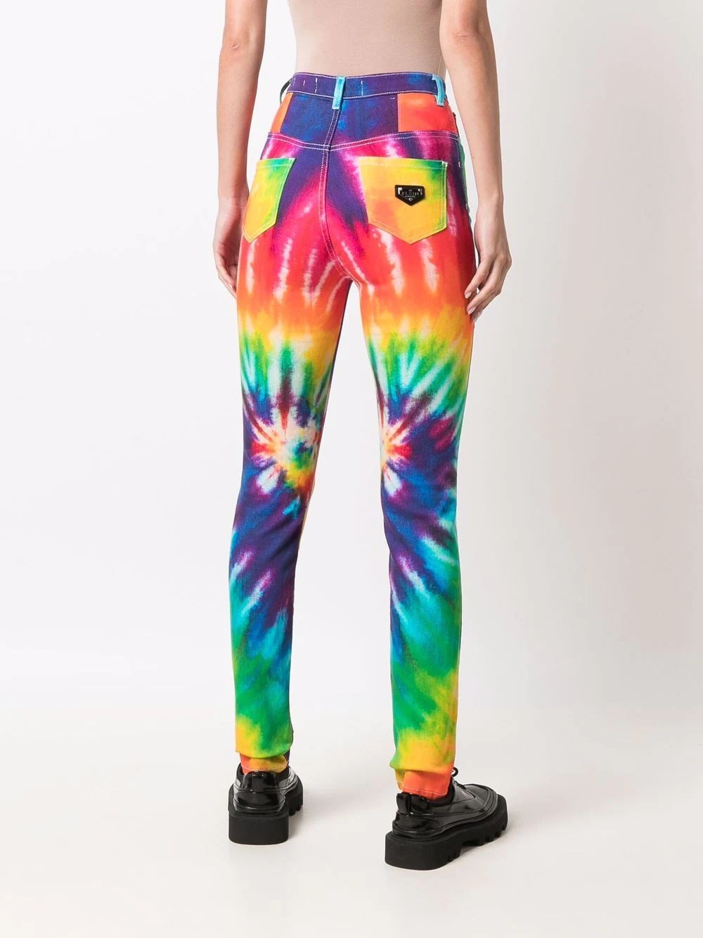 tie dye print skinny jeans - 4