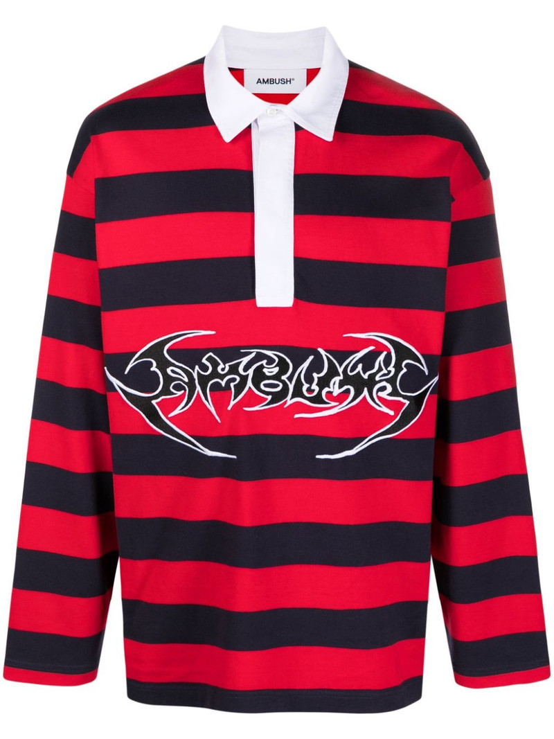 striped logo-print cotton polo 1