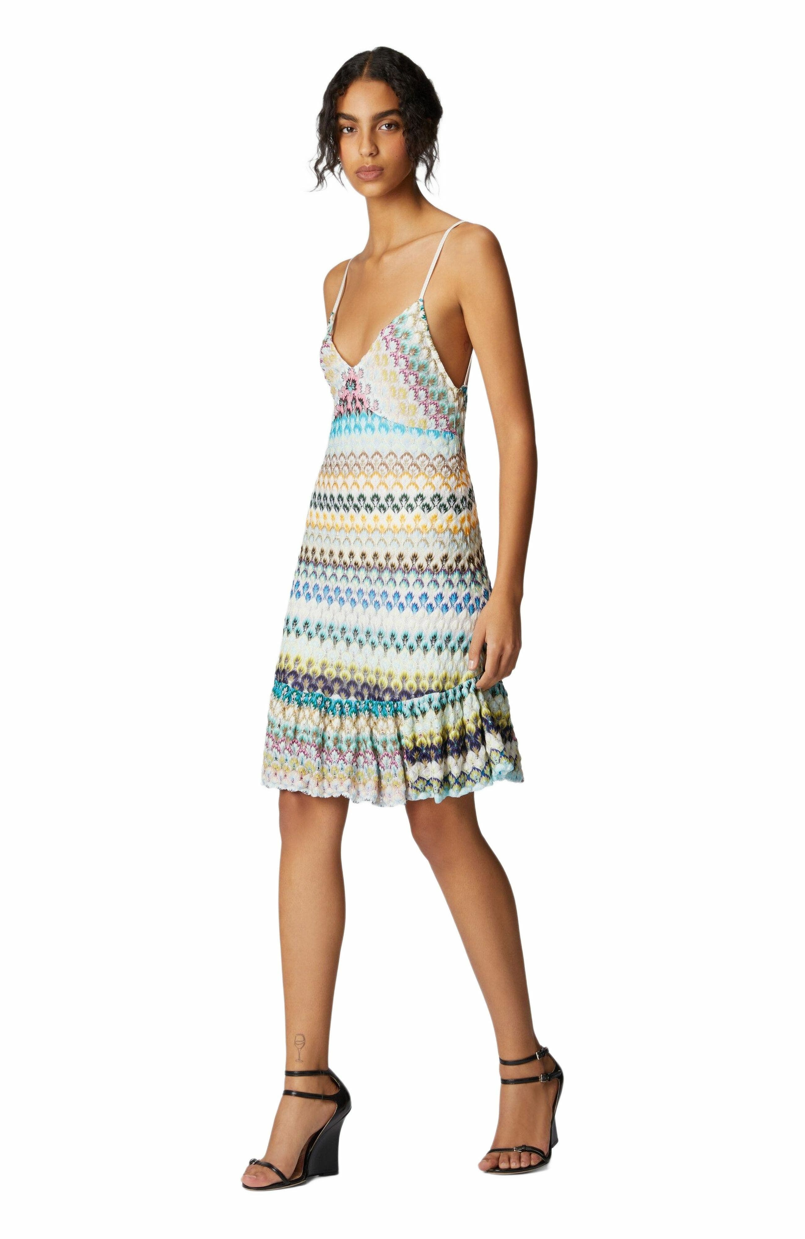 Missoni Sleeveless Mini Dress With Lace Tiered Skirt in Multicoloured at Nordstrom - 5