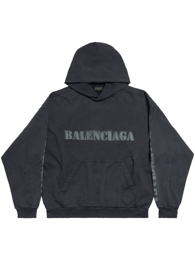 logo-print cotton hoodie - 1