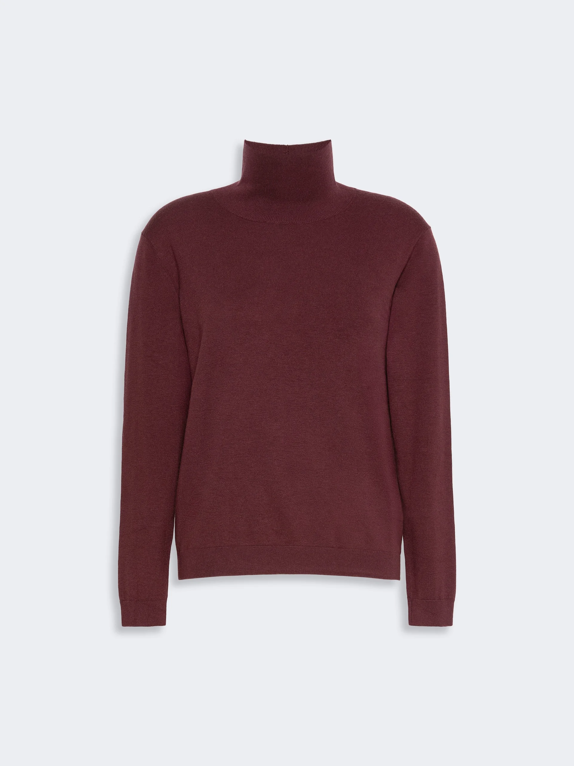 KIKU Wool and silk knit turtleneck - BORDEAUX - 1