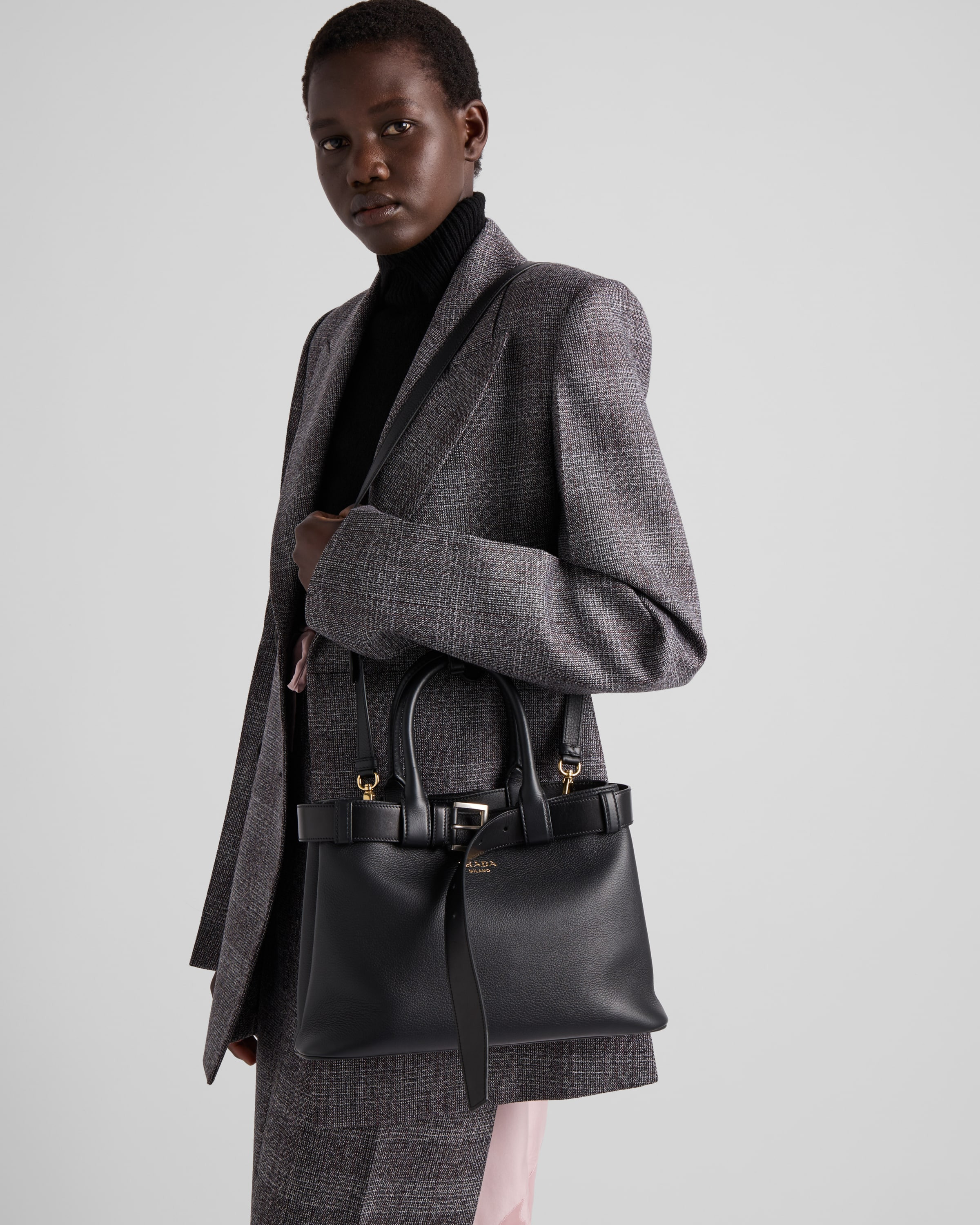 Prada Buckle medium leather handbag with belt - 9