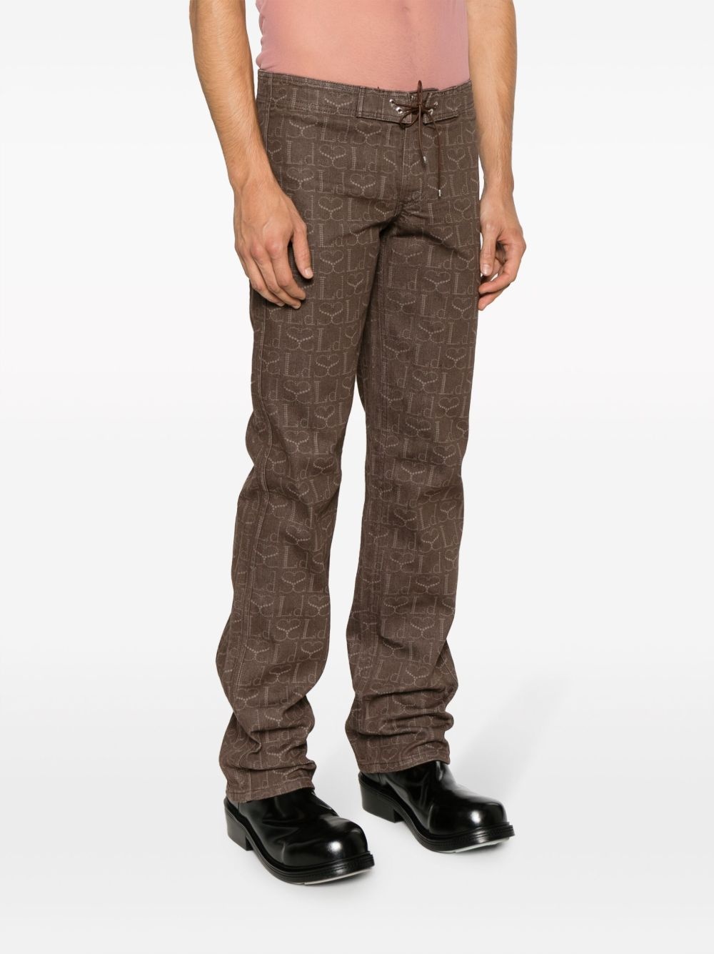 monogram-print denim cargo pants - 3