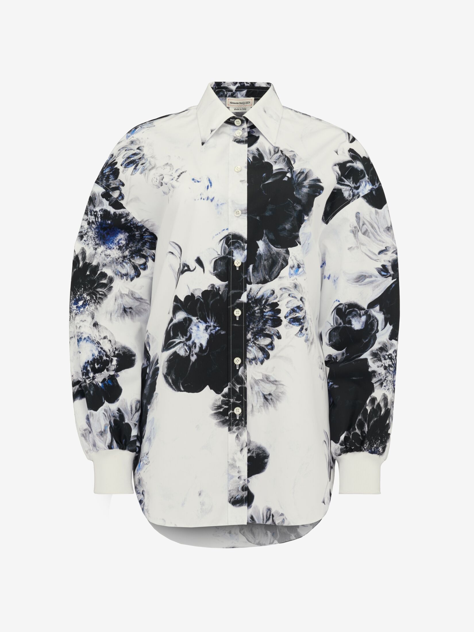 Women's Chiaroscuro Cocoon Shirt in White/black/electric Blue - 1