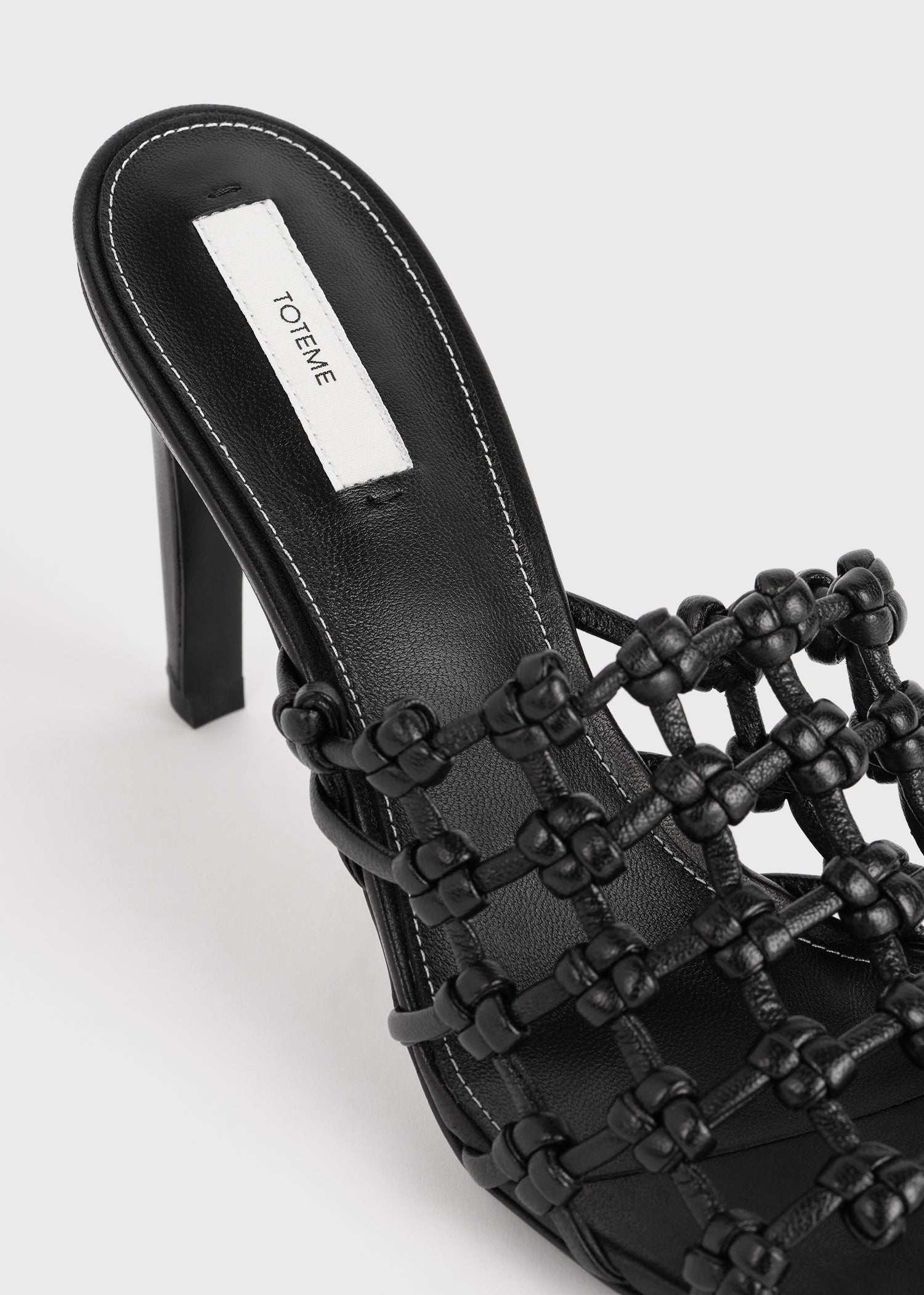 Braided-leather bandeau mules black - 5