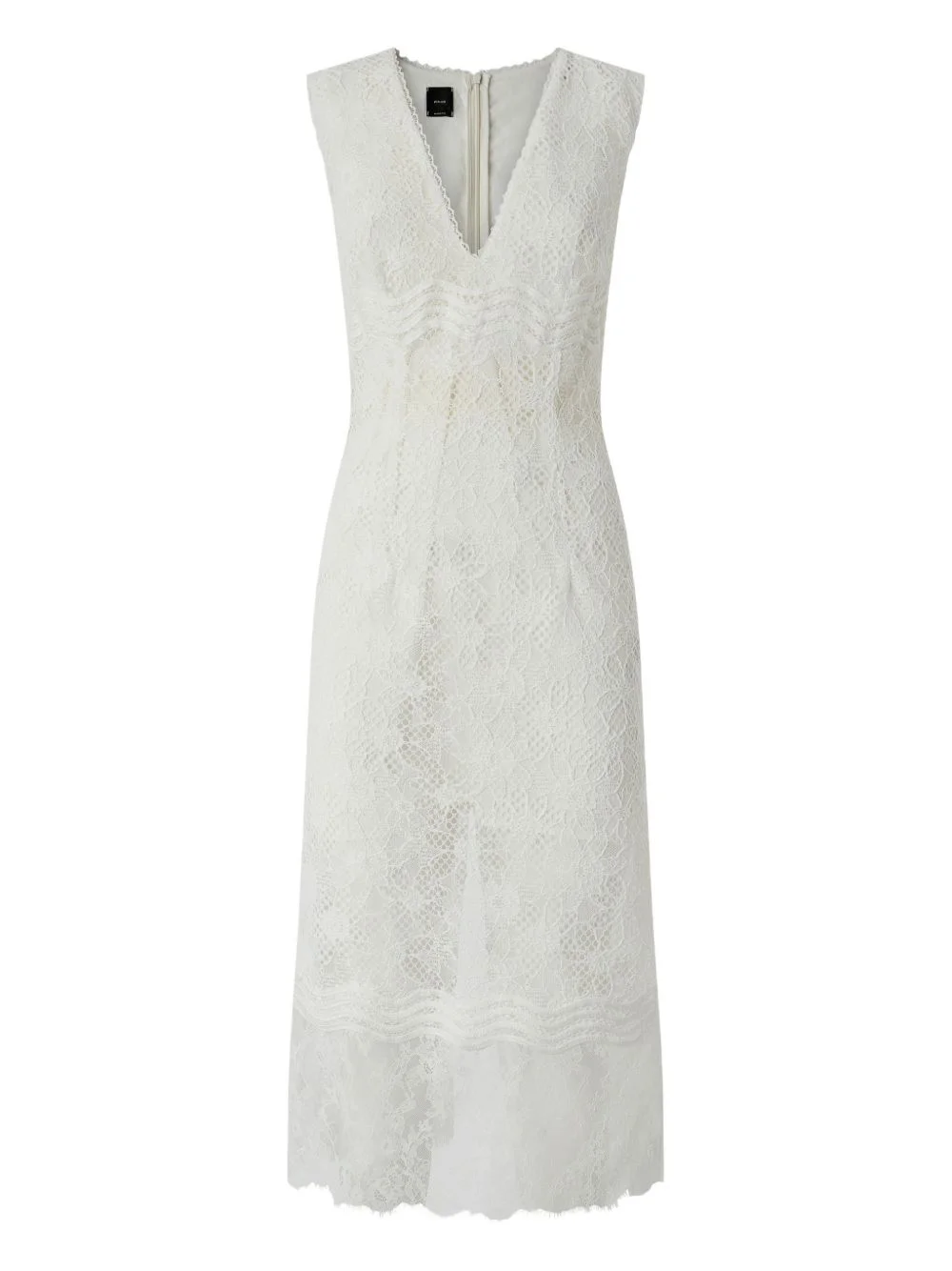 lace-overlay V-neck dress - 1