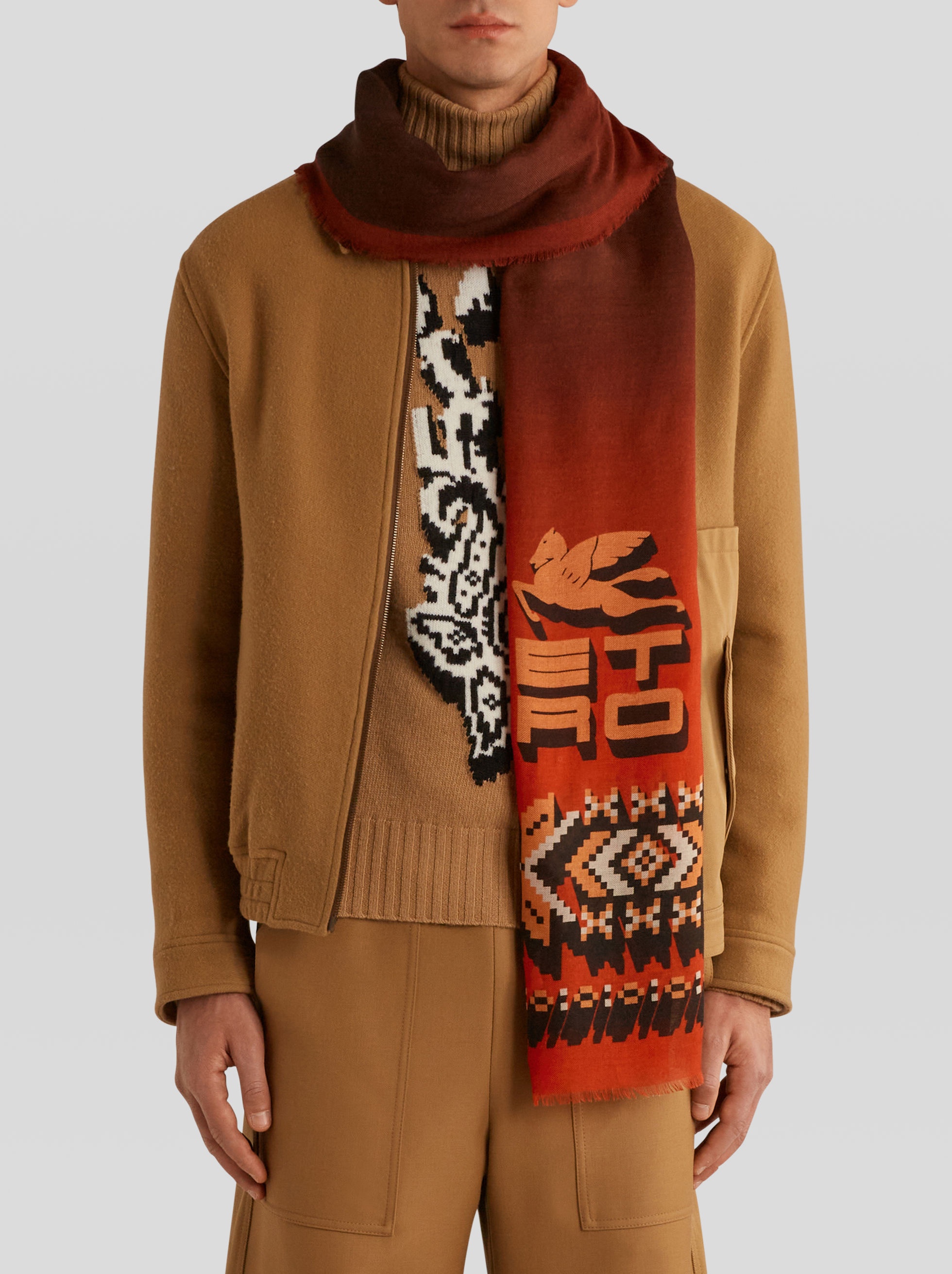 SCARF WITH GEOMETRIC DESIGNS AND ETRO CUBE LOGO - 2