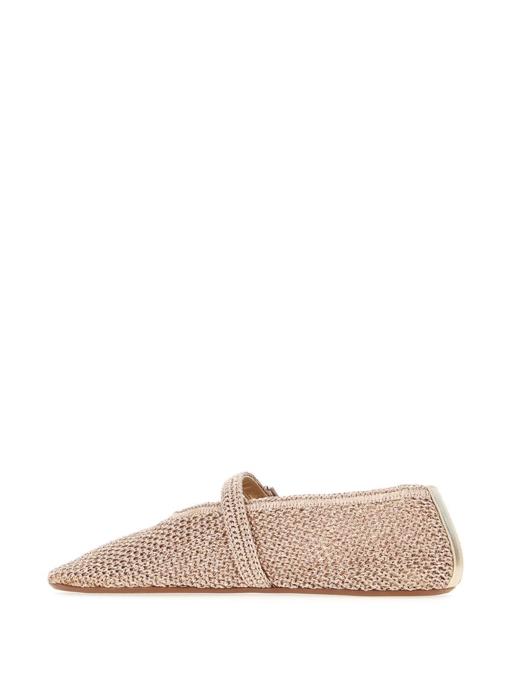 lurex-detail ballerina shoes - 3