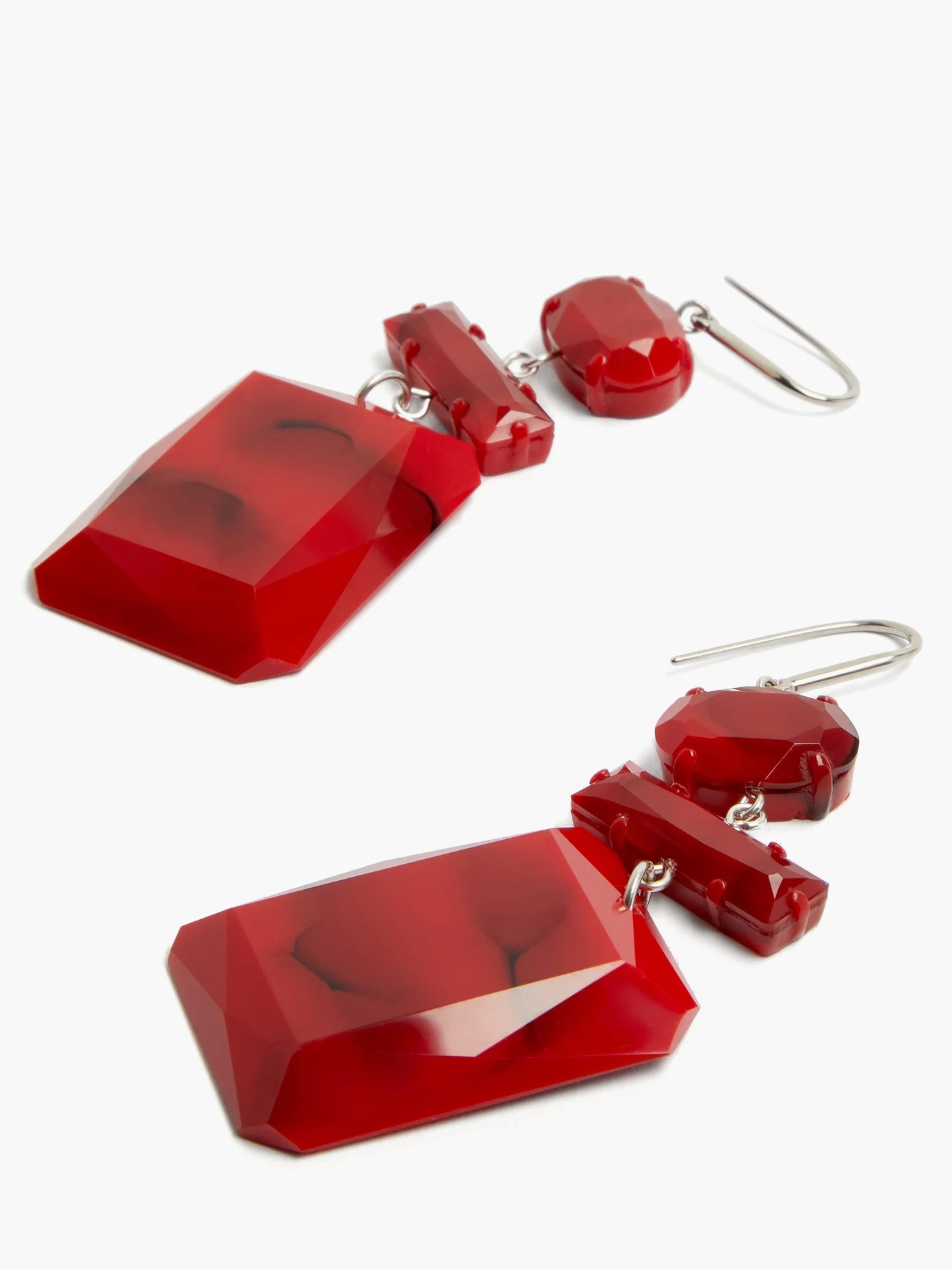 Carved-resin drop earrings - 5