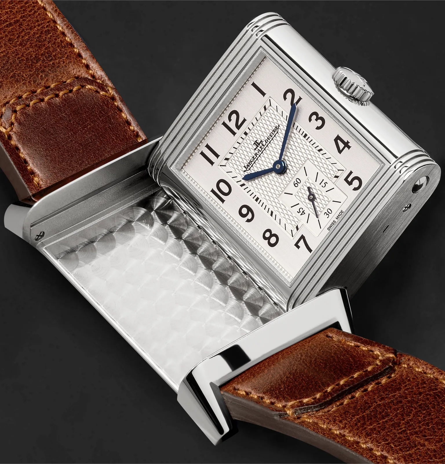 Reverso Classic Large 27mm Stainless Steel and Leather Watch - 14