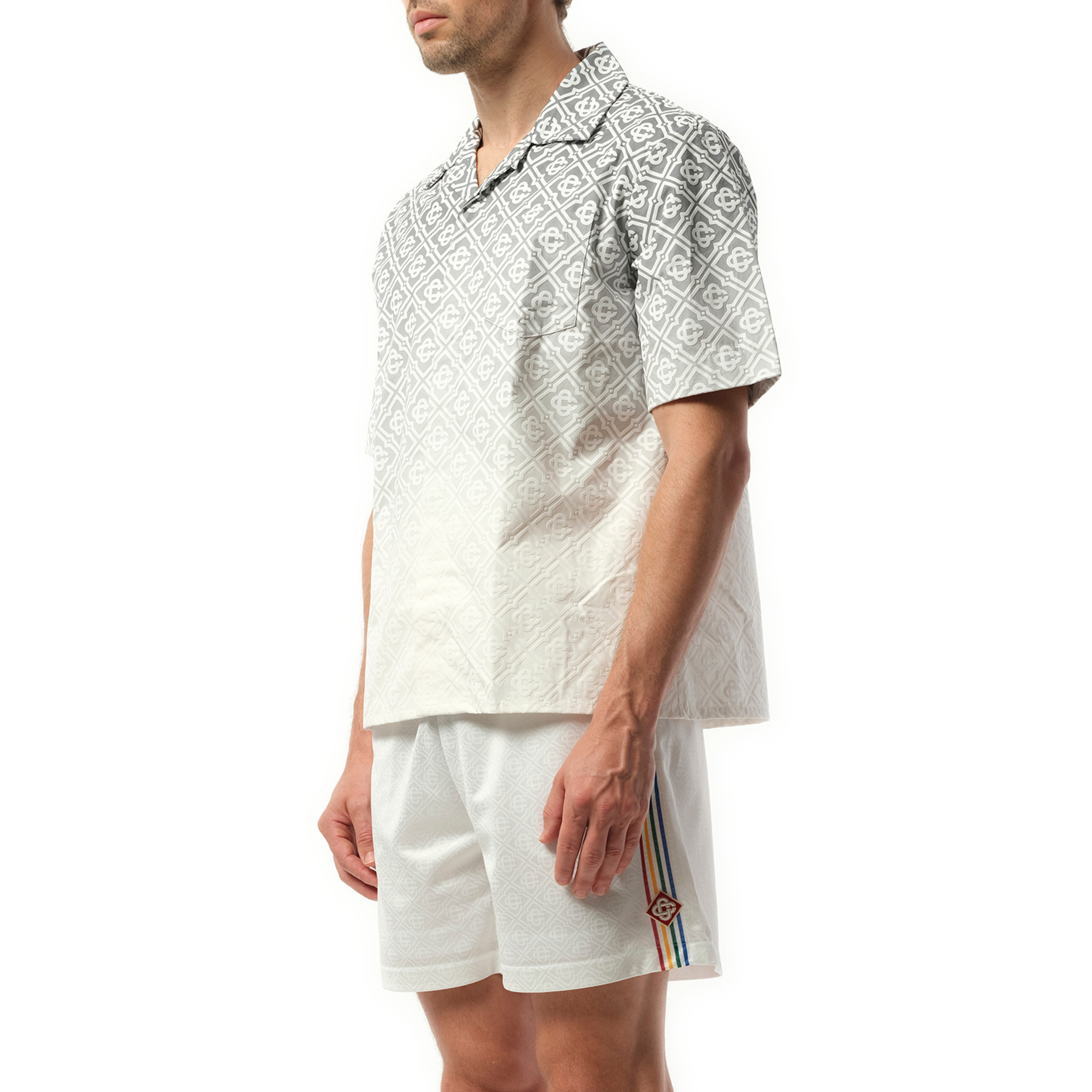 Short Sleeve Cuban Collar Shirt in Grey - 5