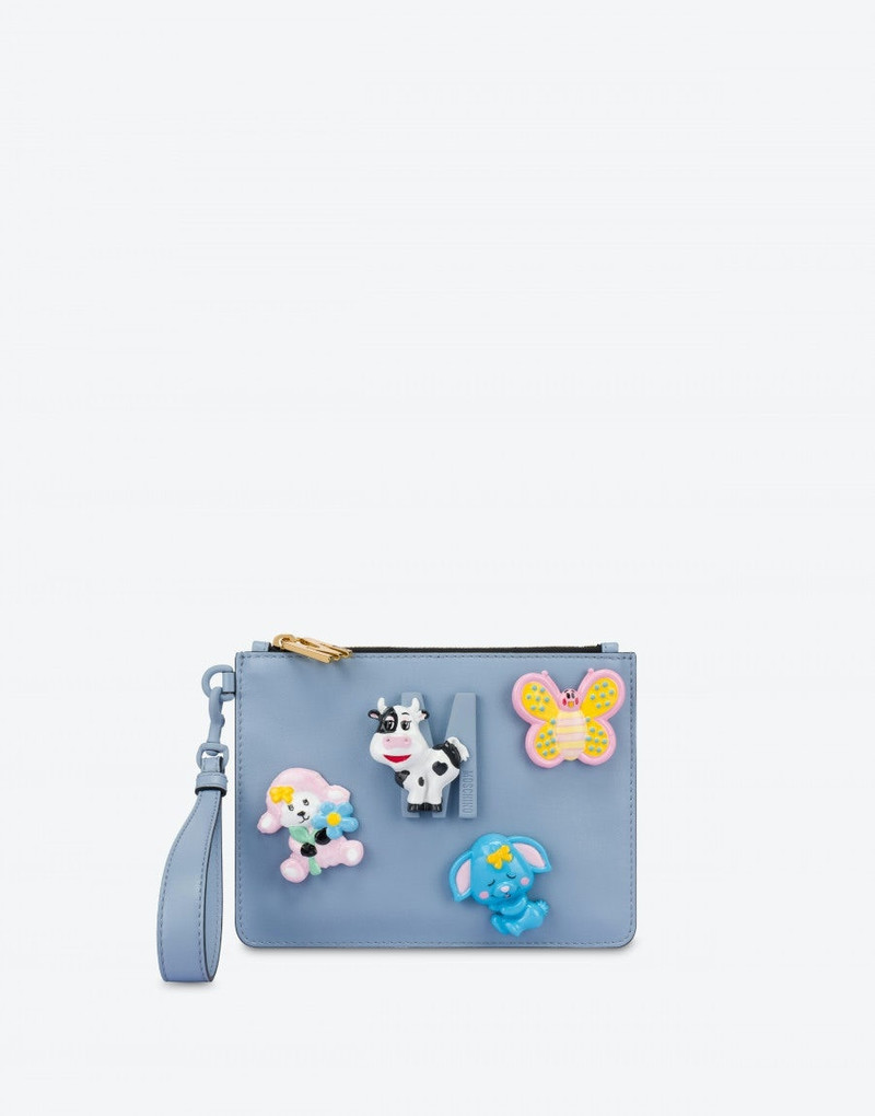 ANIMAL PATCHES CALFSKIN CLUTCH 1