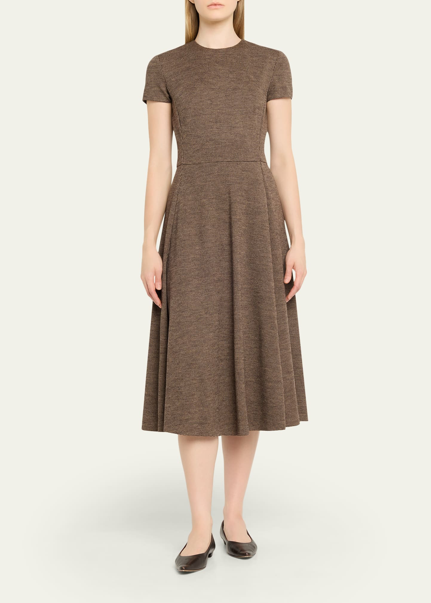Margaret Tickweave Jersey Short-Sleeve Midi Dress - 2