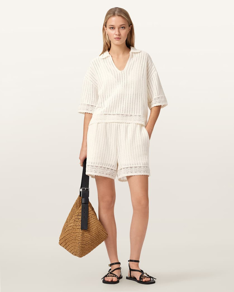 ALLSAINTS ELMA MID RISE CROCHET COTTON SHORTS outlook