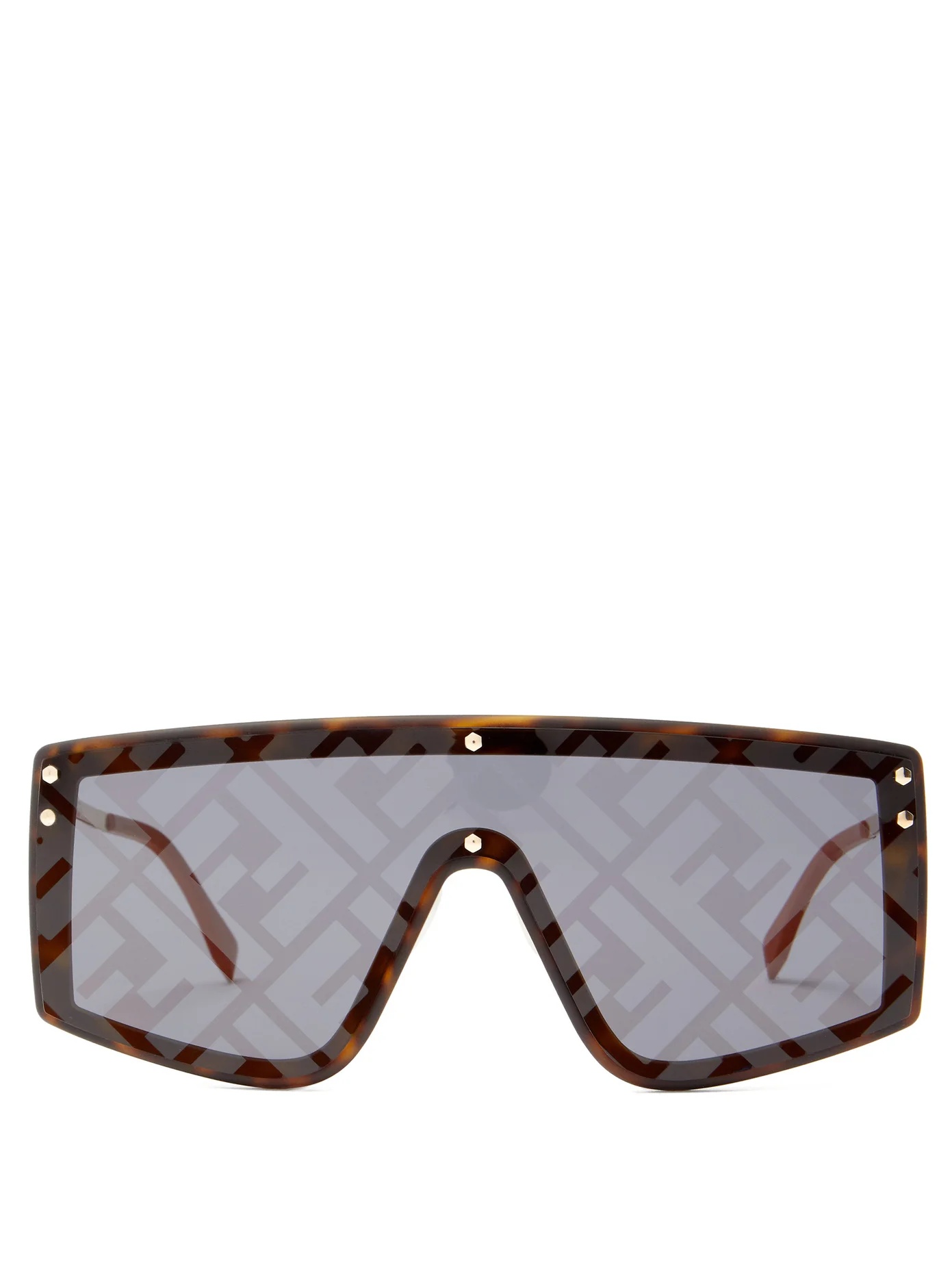 FF-print flat-top metal sunglasses - 1