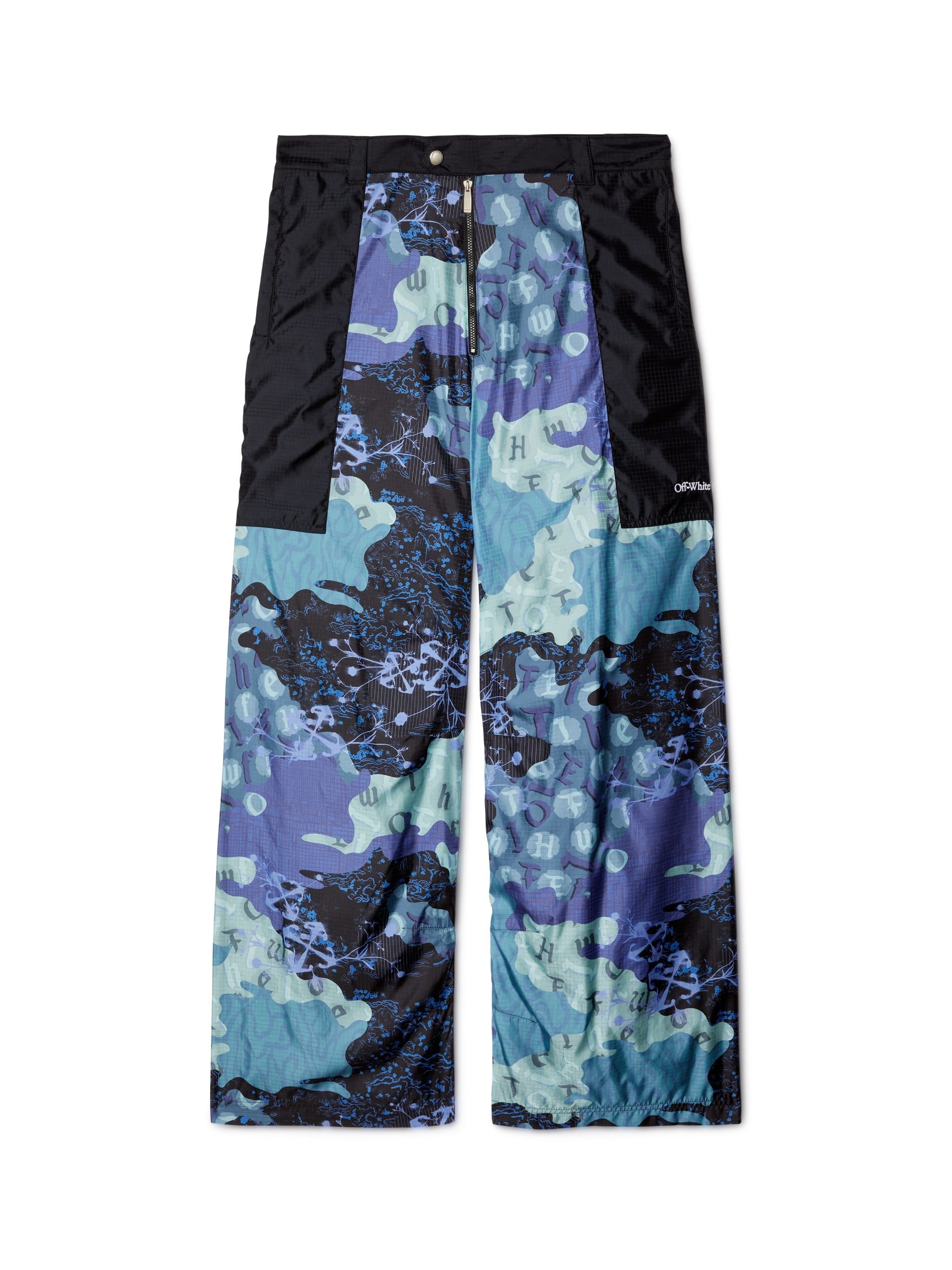 Off White Blue Camo Nylon Cargo Pants REVERSIBLE