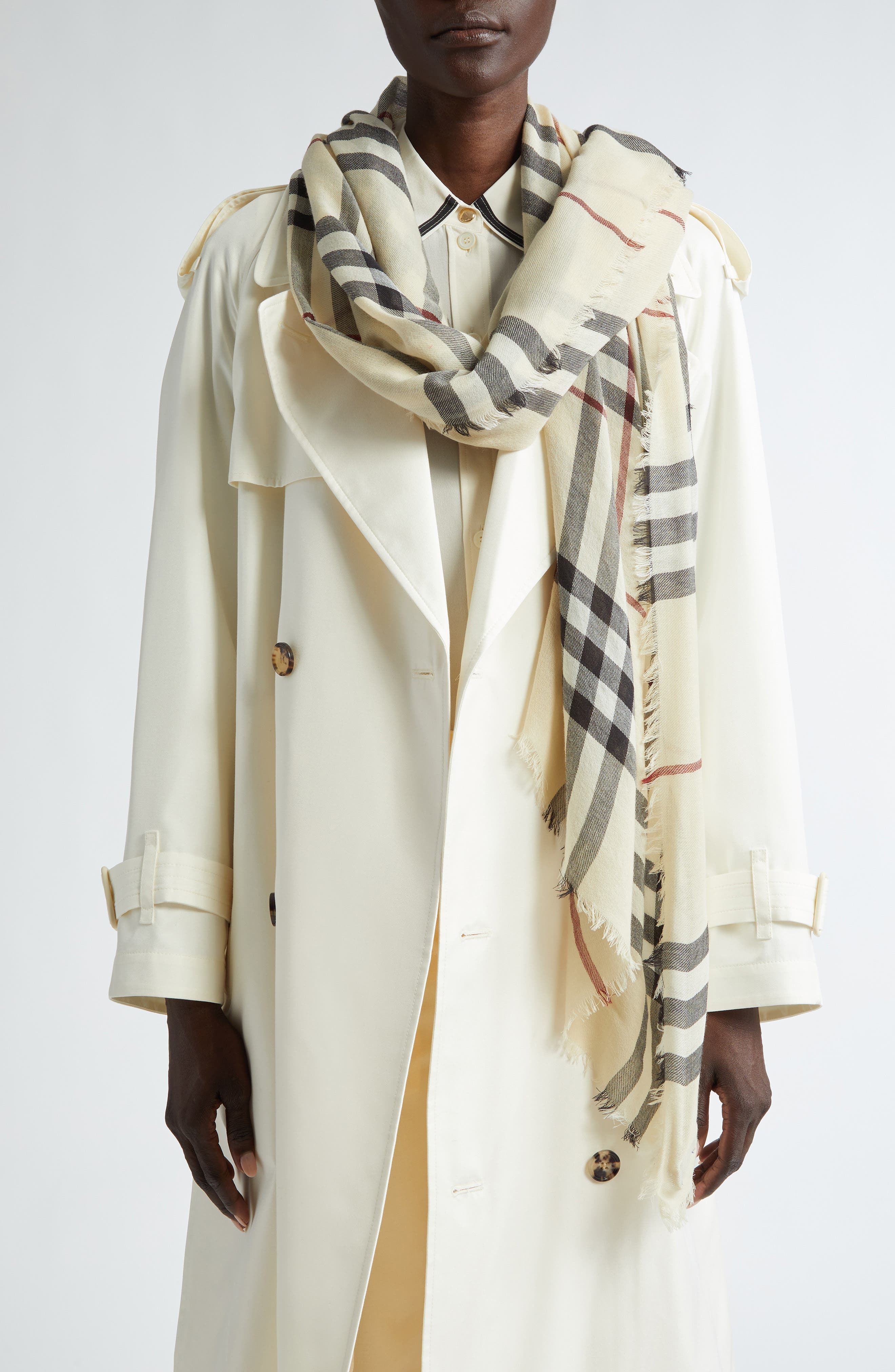 Check Lightweight Wool Scarf - 2