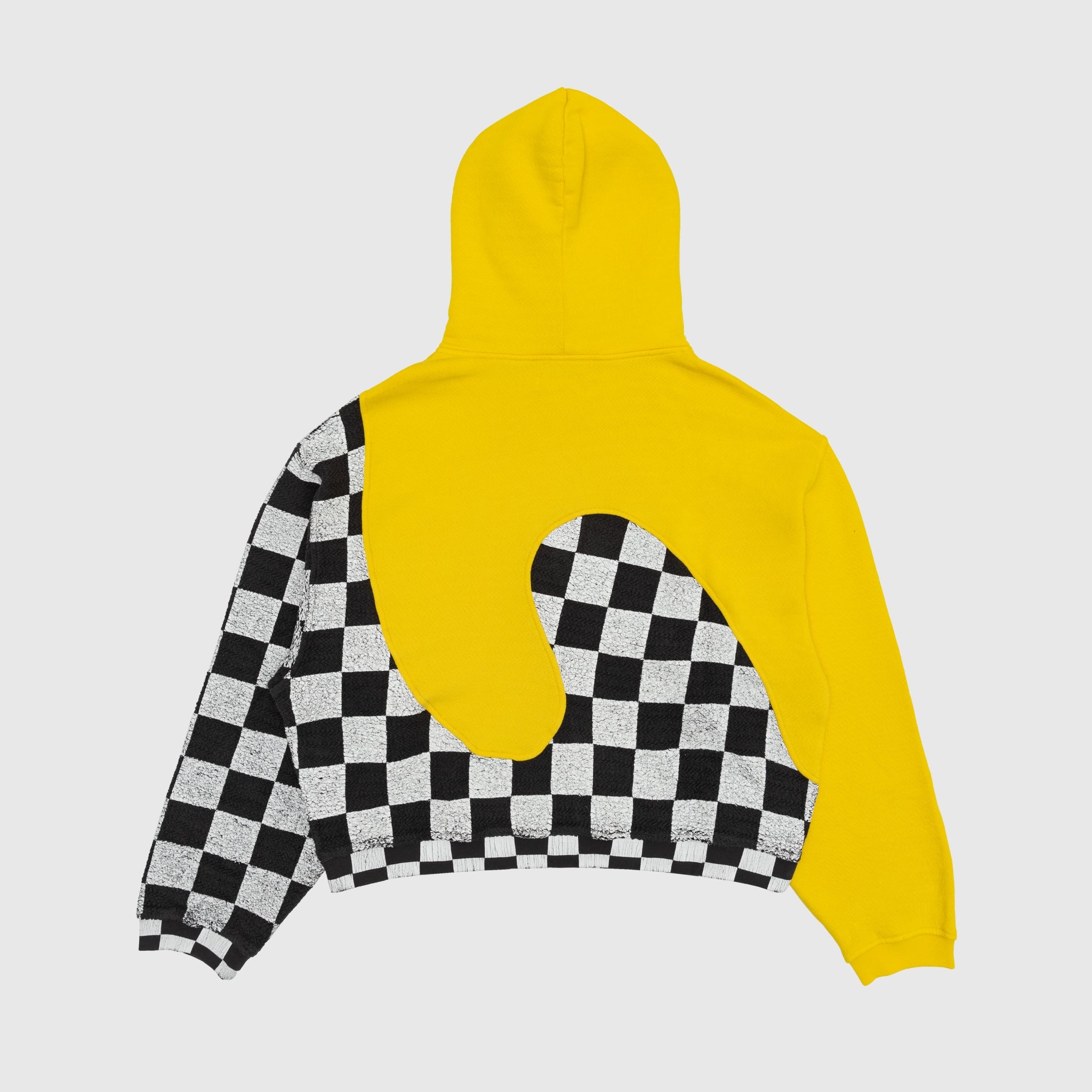 YELLOW CHECK SWIRL KNIT HOODIE - 5