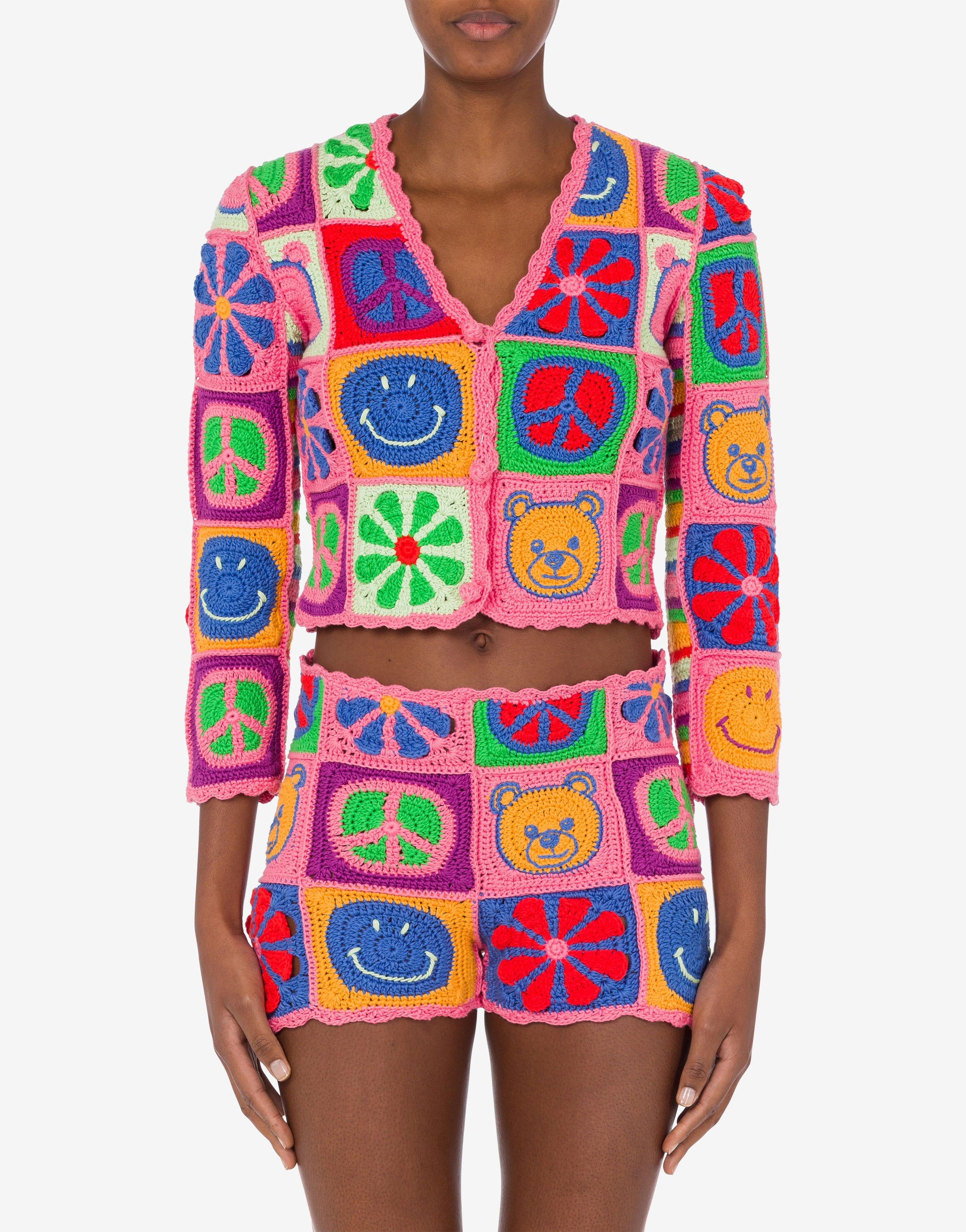 CROPPED MOSCHINO SYMBOLS CARDIGAN - 2
