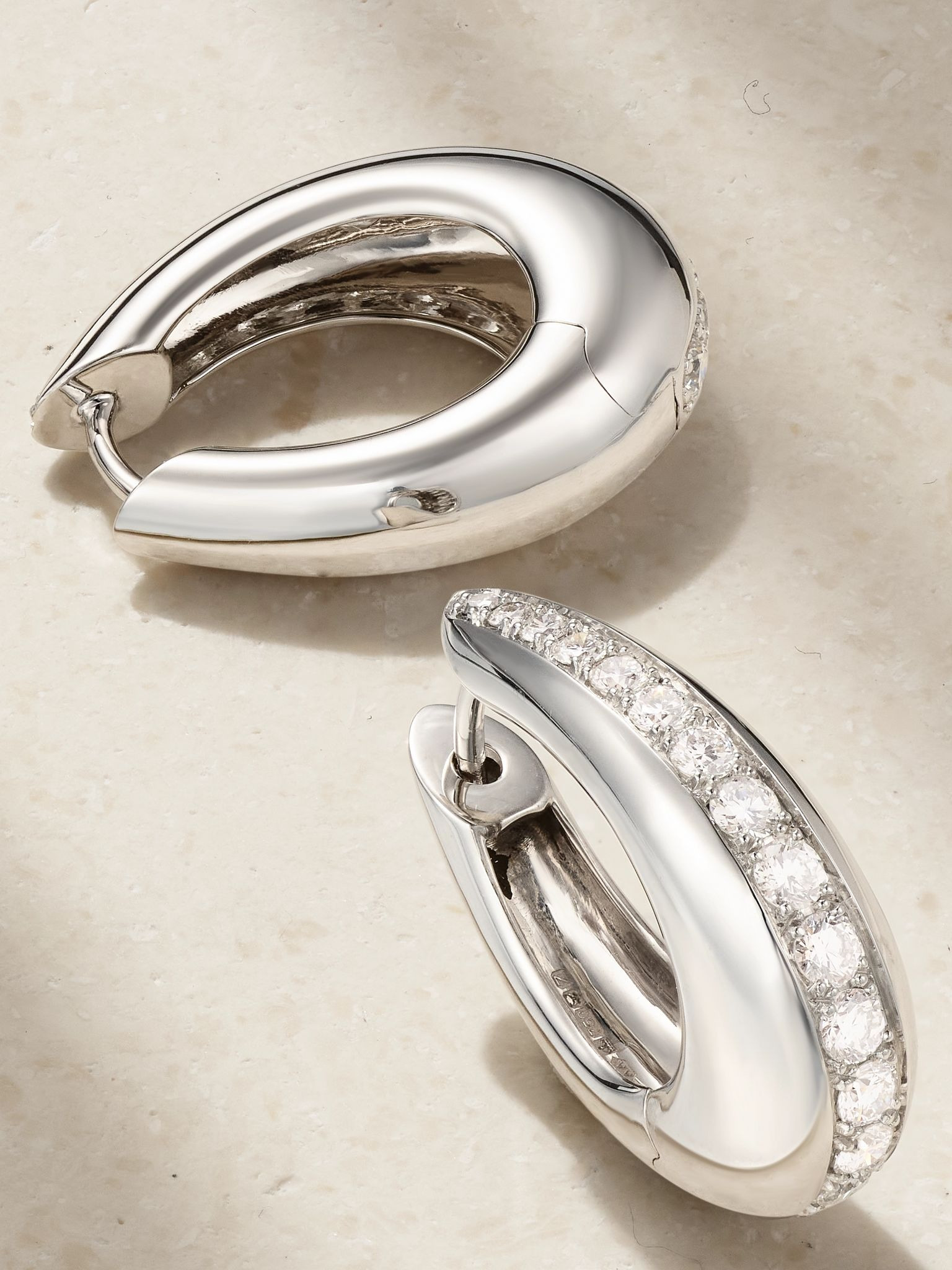 Chakra Icon 18-karat white gold diamond hoop earrings Gold - 3