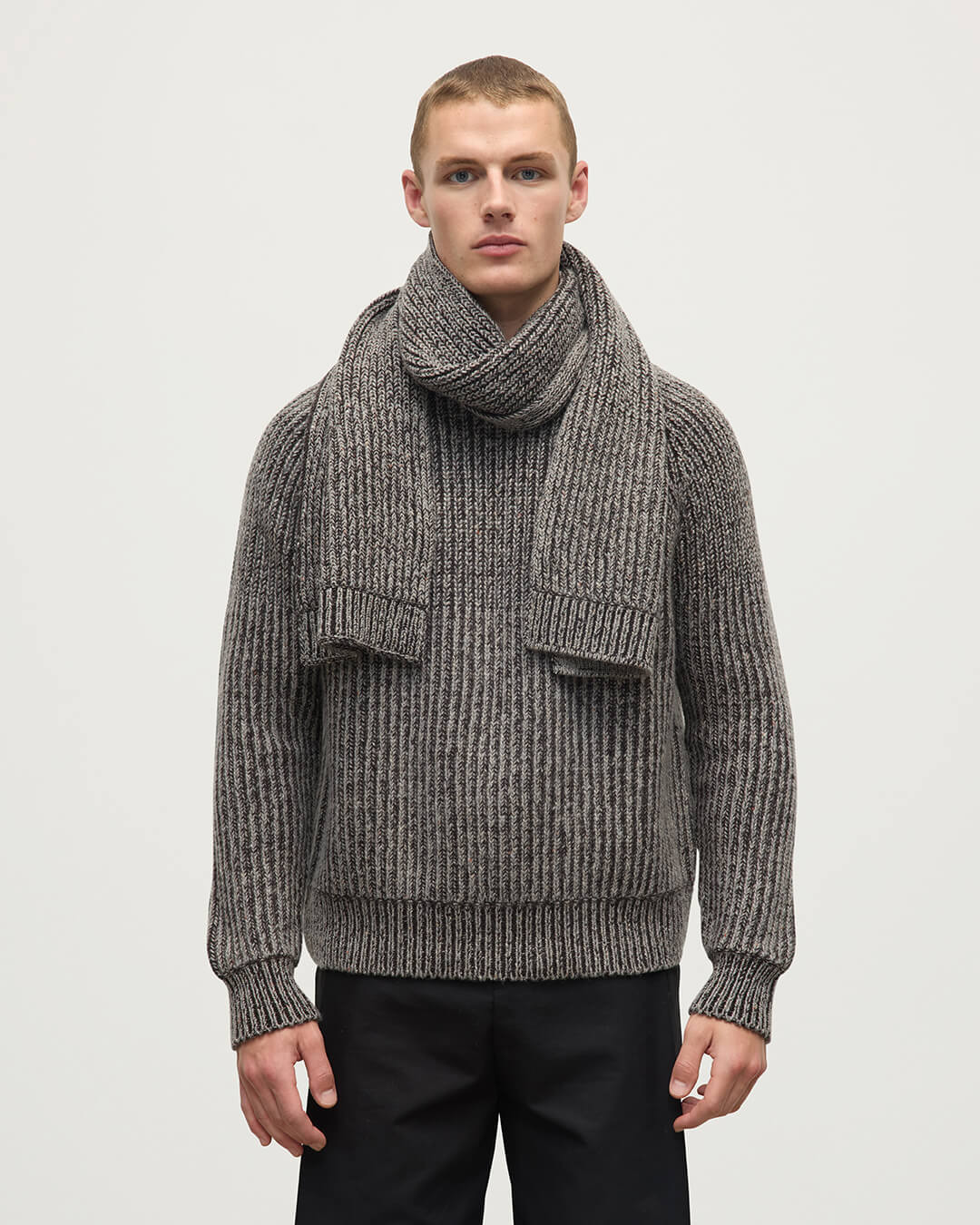 Donegal Cashmere Brown Knitted Scarf - 3