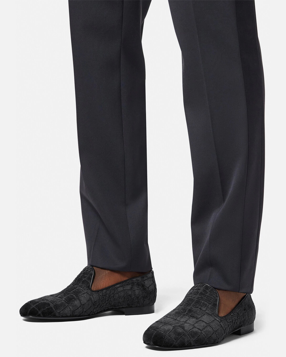 Croc-Effect Velvet Devoré Slippers - 5