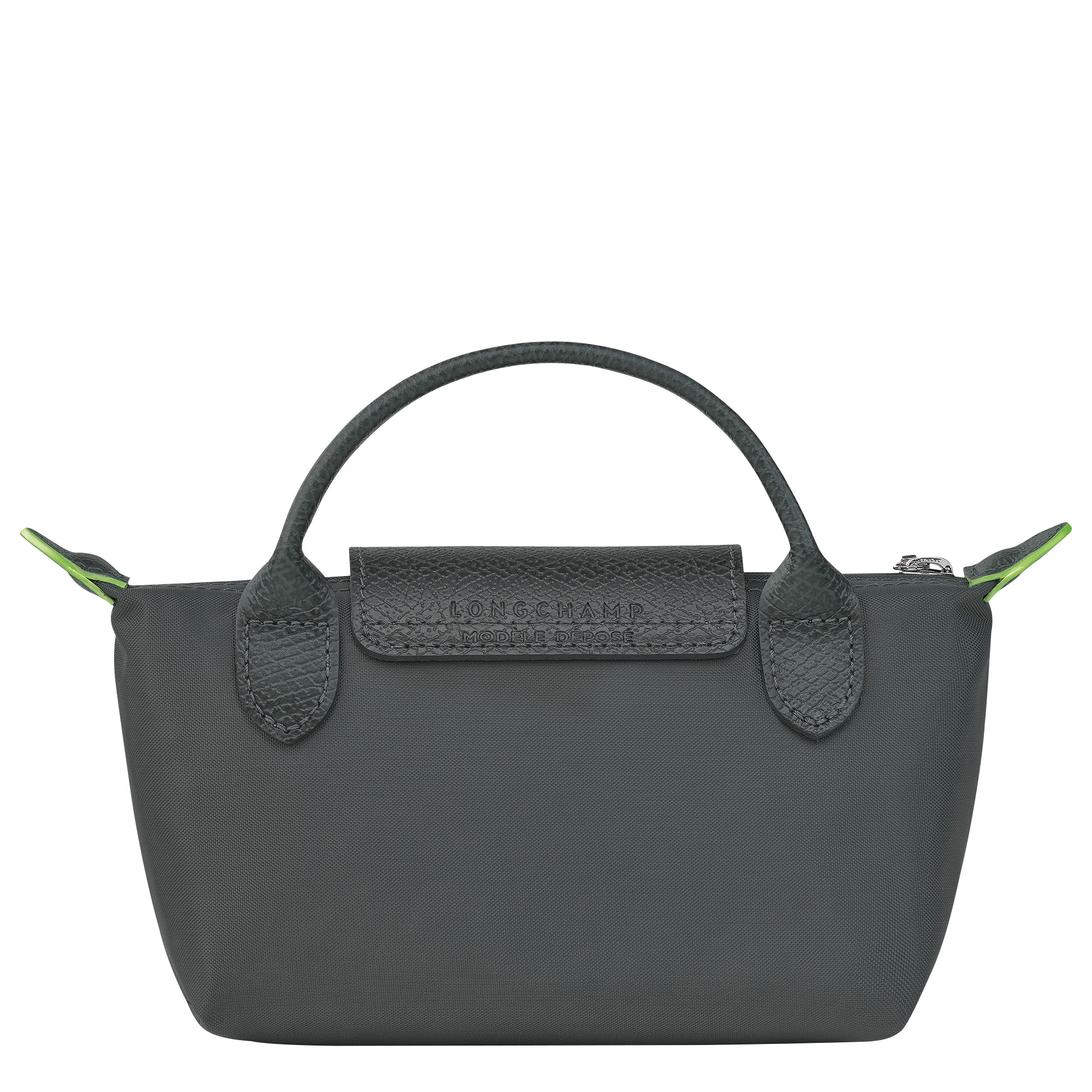 Le Pliage Green Pouch with handle Graphite - Recycled canvas