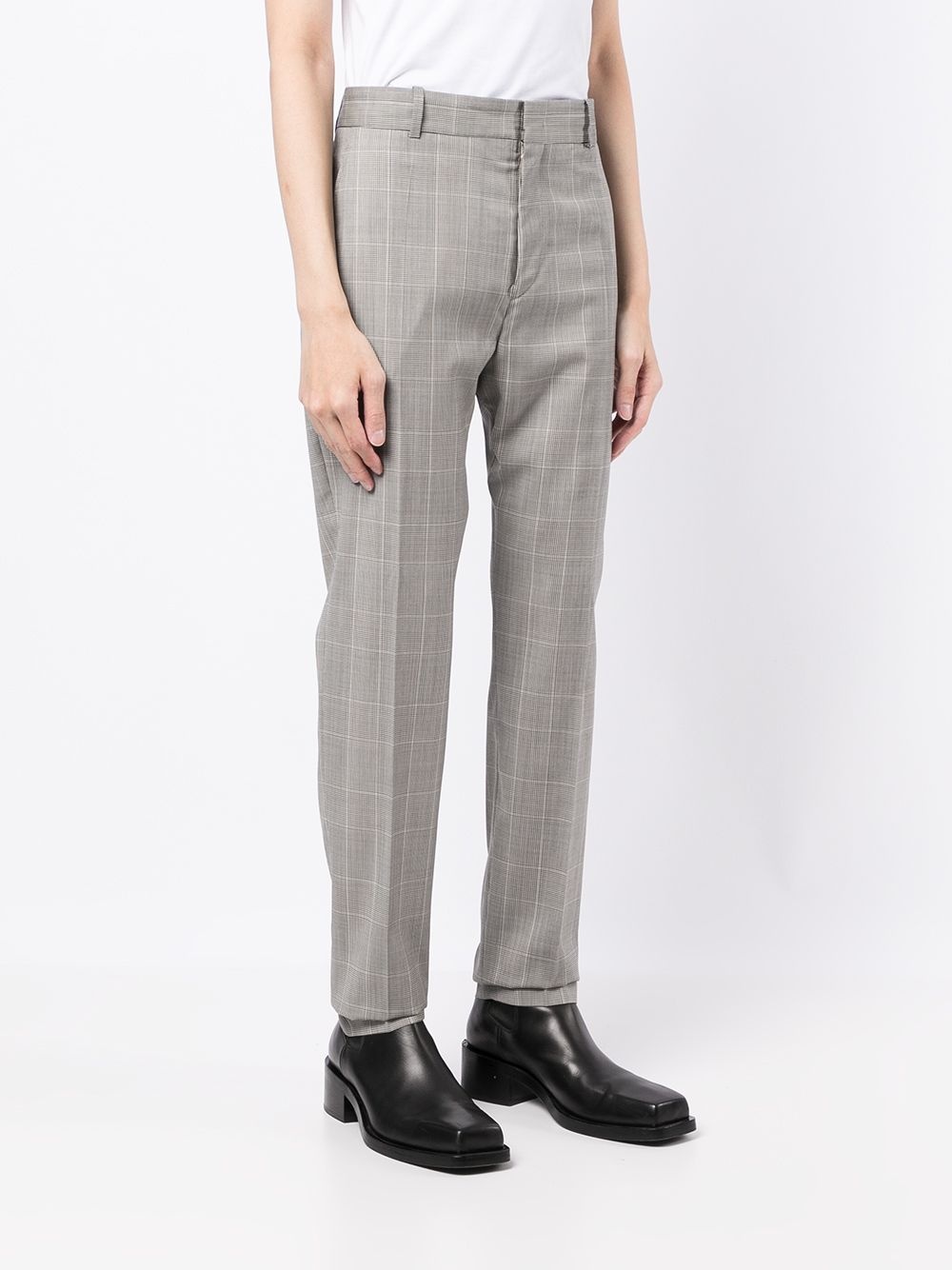 check-print cotton tailored trousers - 3