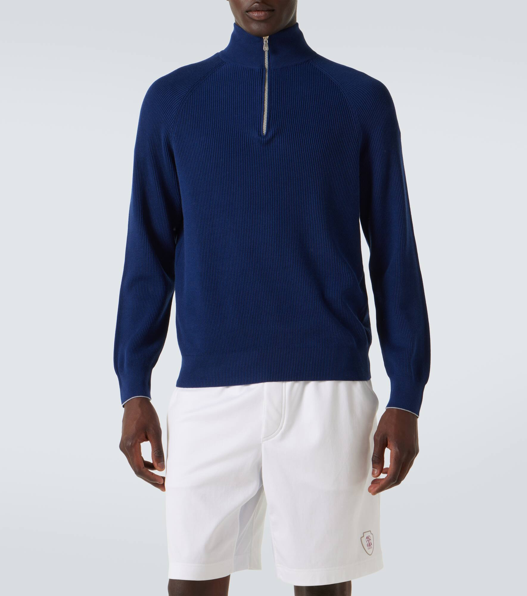 Cotton ribbed-knit half-zip sweater - 3