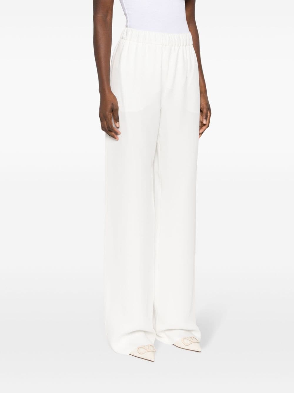 wide-leg cady-texture silk trousers - 3