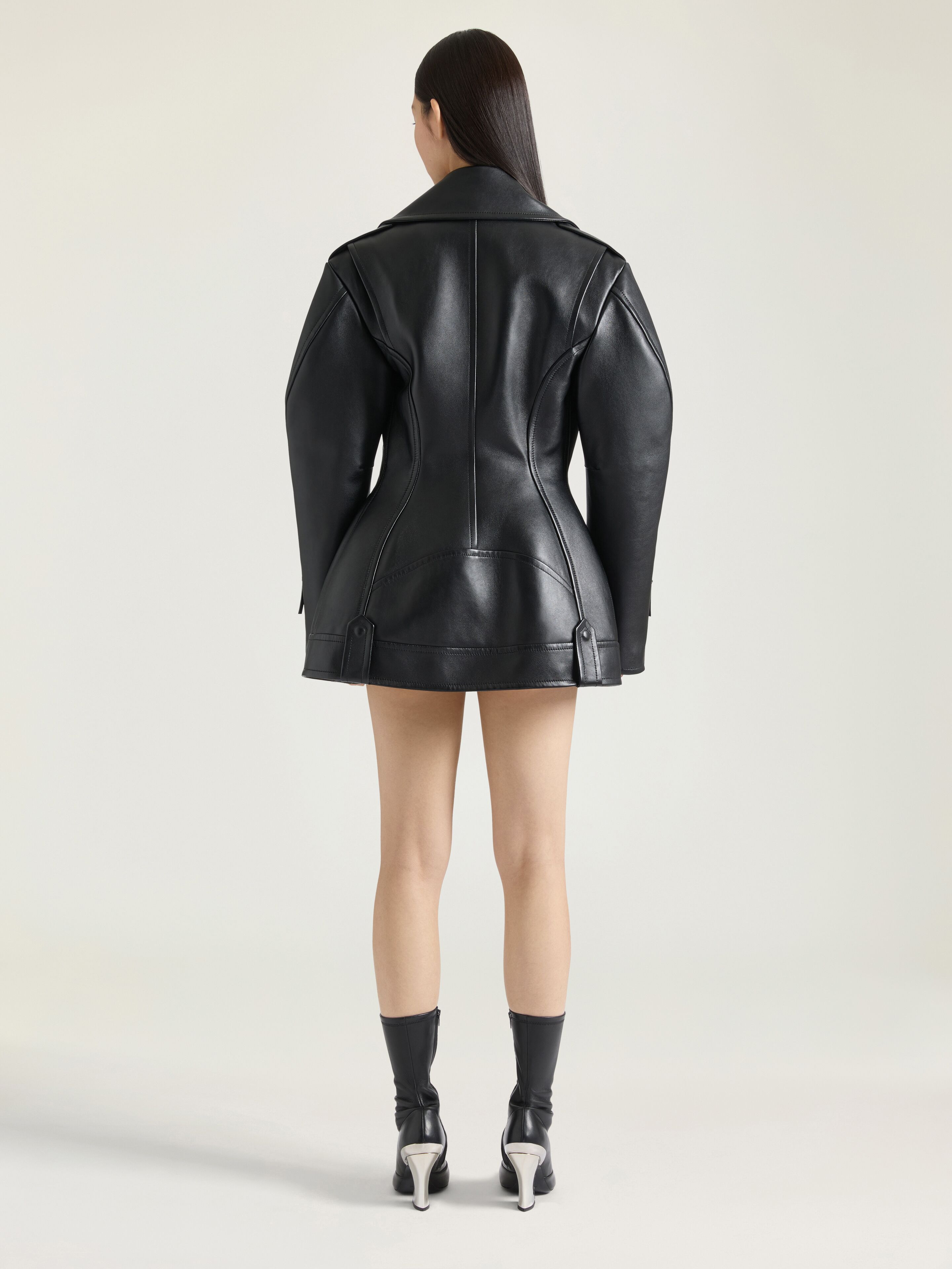 CINCHED BIKER JACKET IN LEATHER - 3