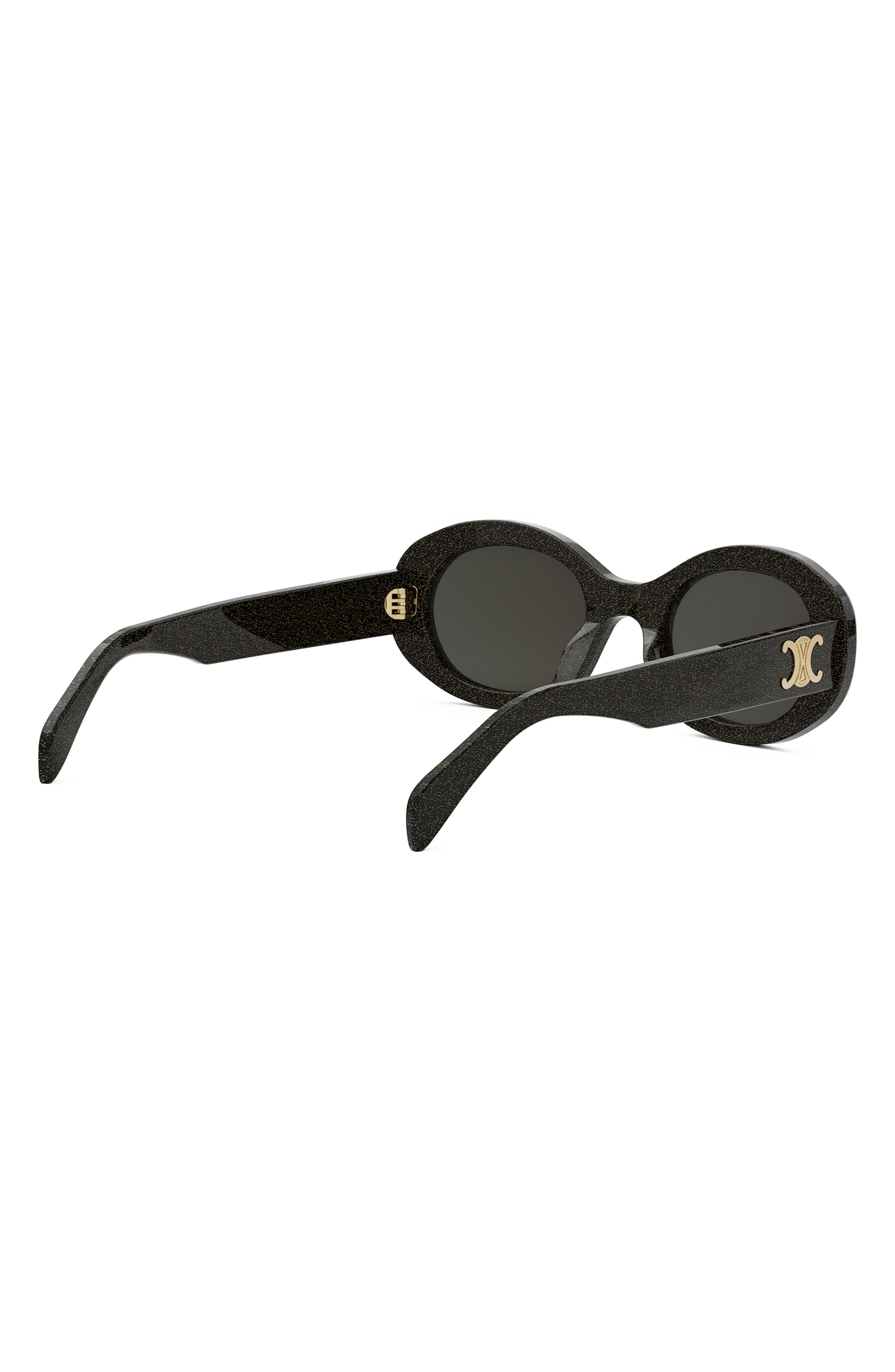 CELINE Triomphe 52mm Oval Sunglasses in Black/Crystal /Smoke at Nordstrom - 3