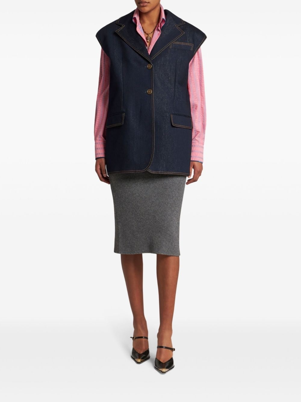 lurex denim vest - 3
