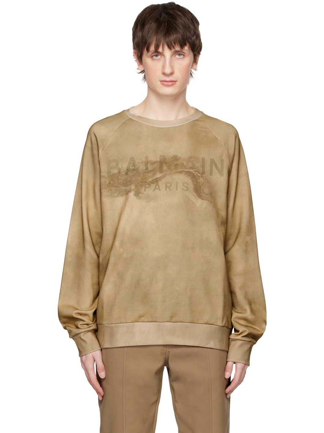 Beige Printed Sweatshirt - 1