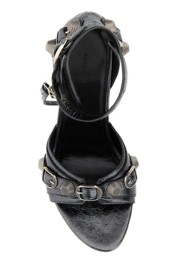 BALENCIAGA Dark grey leather Cagole sandals
