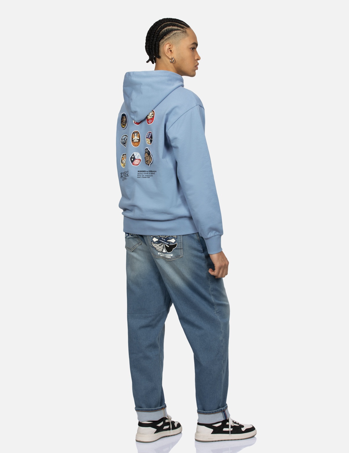 DARUMA AND GODHEAD EMBROIDERED BADGES RELAX FIT HOODIE - 3