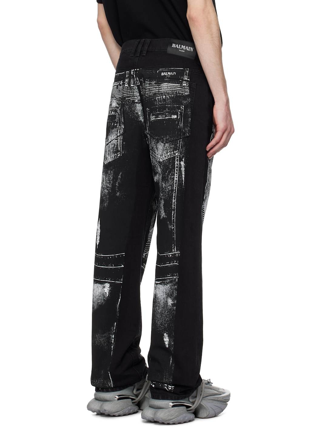 Black Loose-Fit Biker Print Jeans - 3