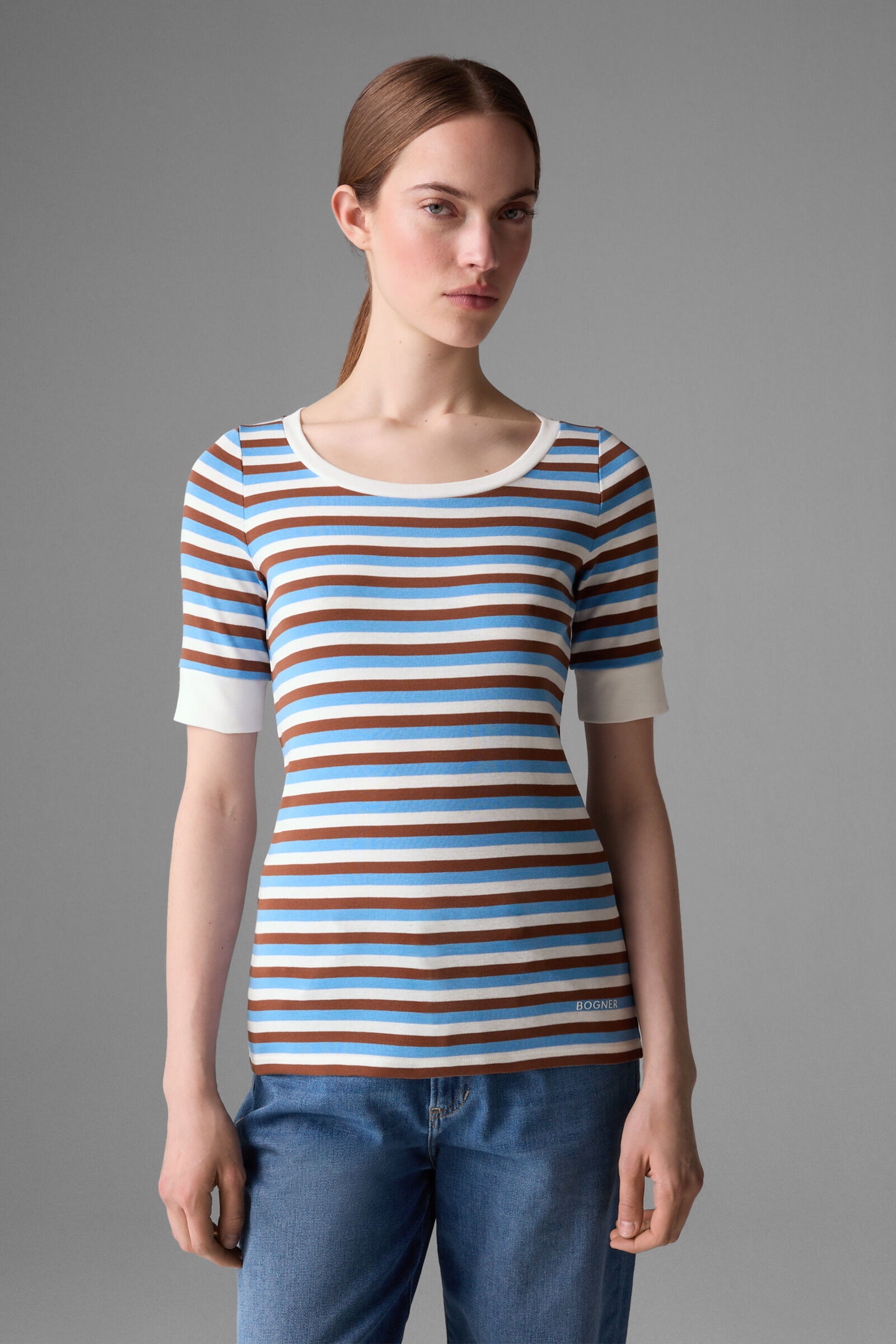 Jackie T-shirt in Light blue/Brown - 2