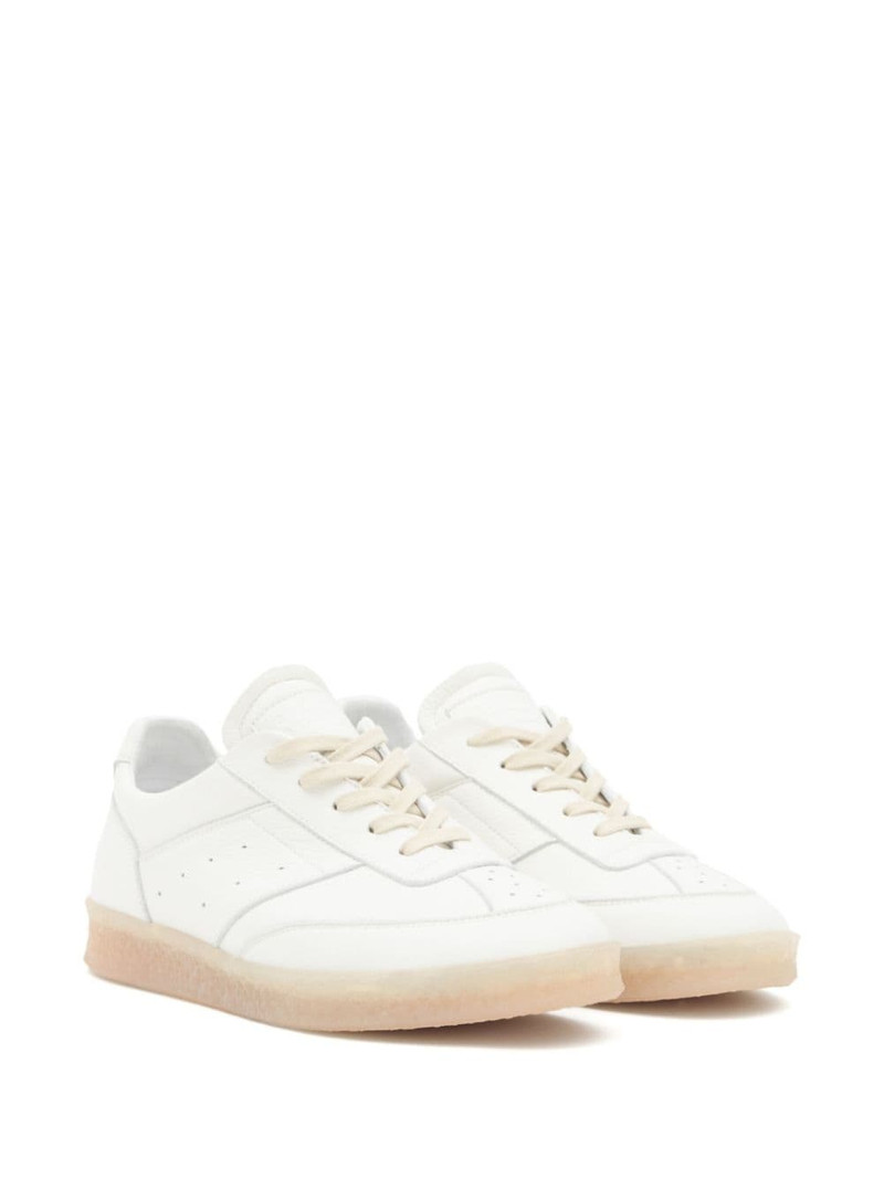 MM6 Maison Margiela stitch-logo leather sneakers outlook
