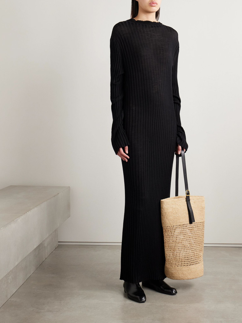 KHAITE Sigrid ribbed merino wool-blend maxi dress Black outlook