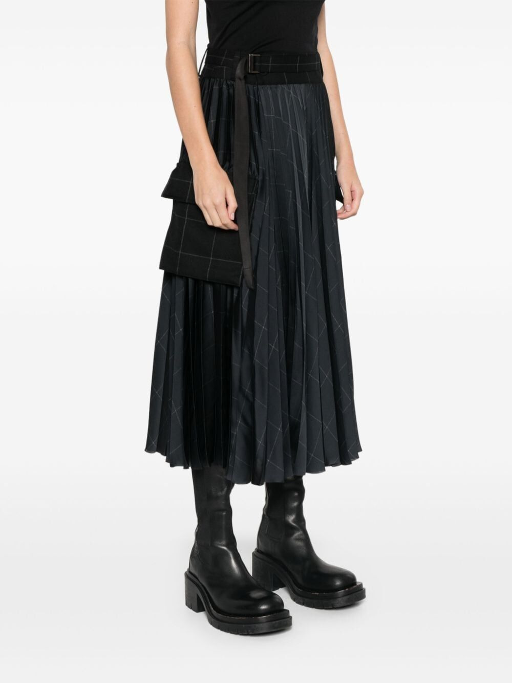 Sacai Women Windowpane Skirt - 7