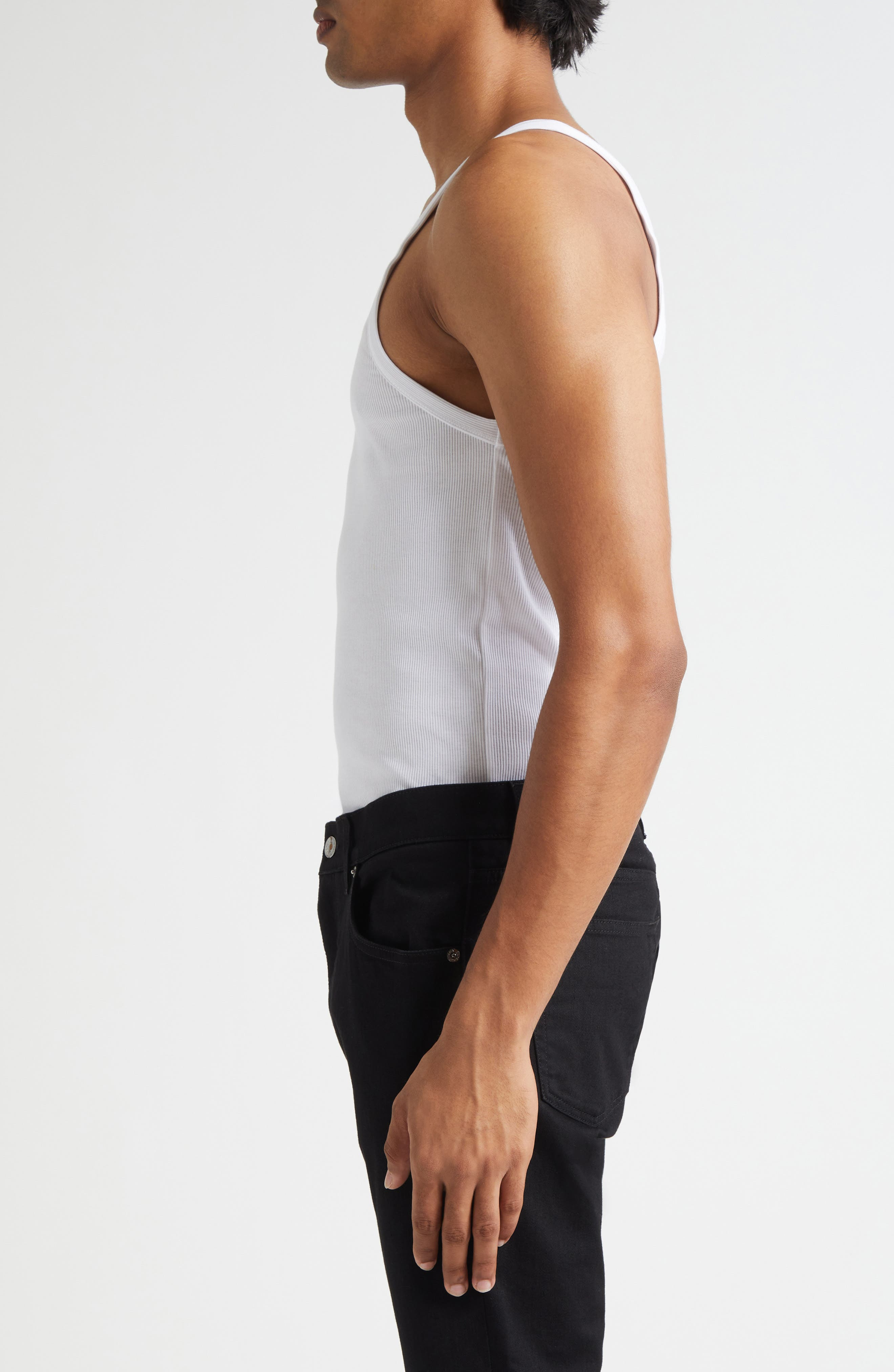 Dolce&Gabbana Embroidered Logo Rib Tank in W0800 Bianco Ottico at Nordstrom - 3