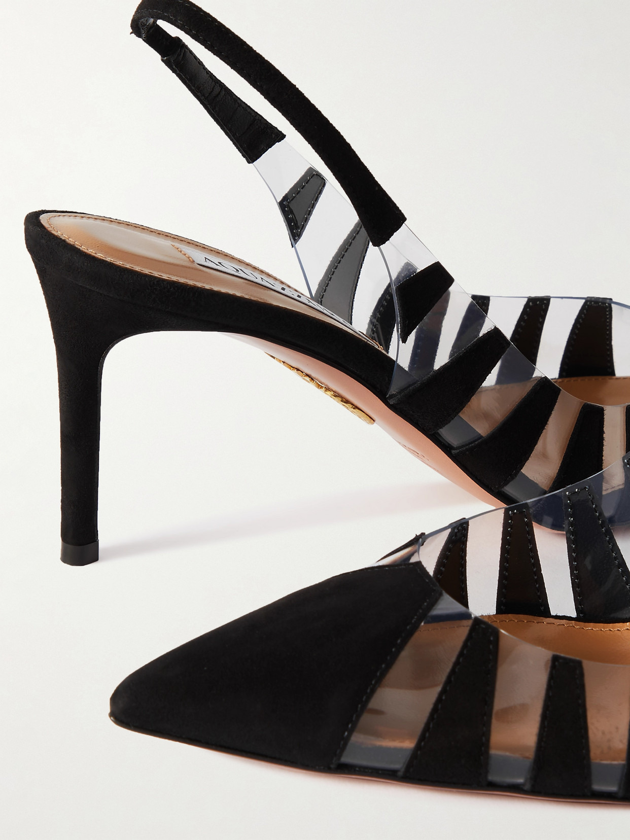 Hot Rumor 75 Appliquéd Suede And Pvc Slingback Pumps - 4