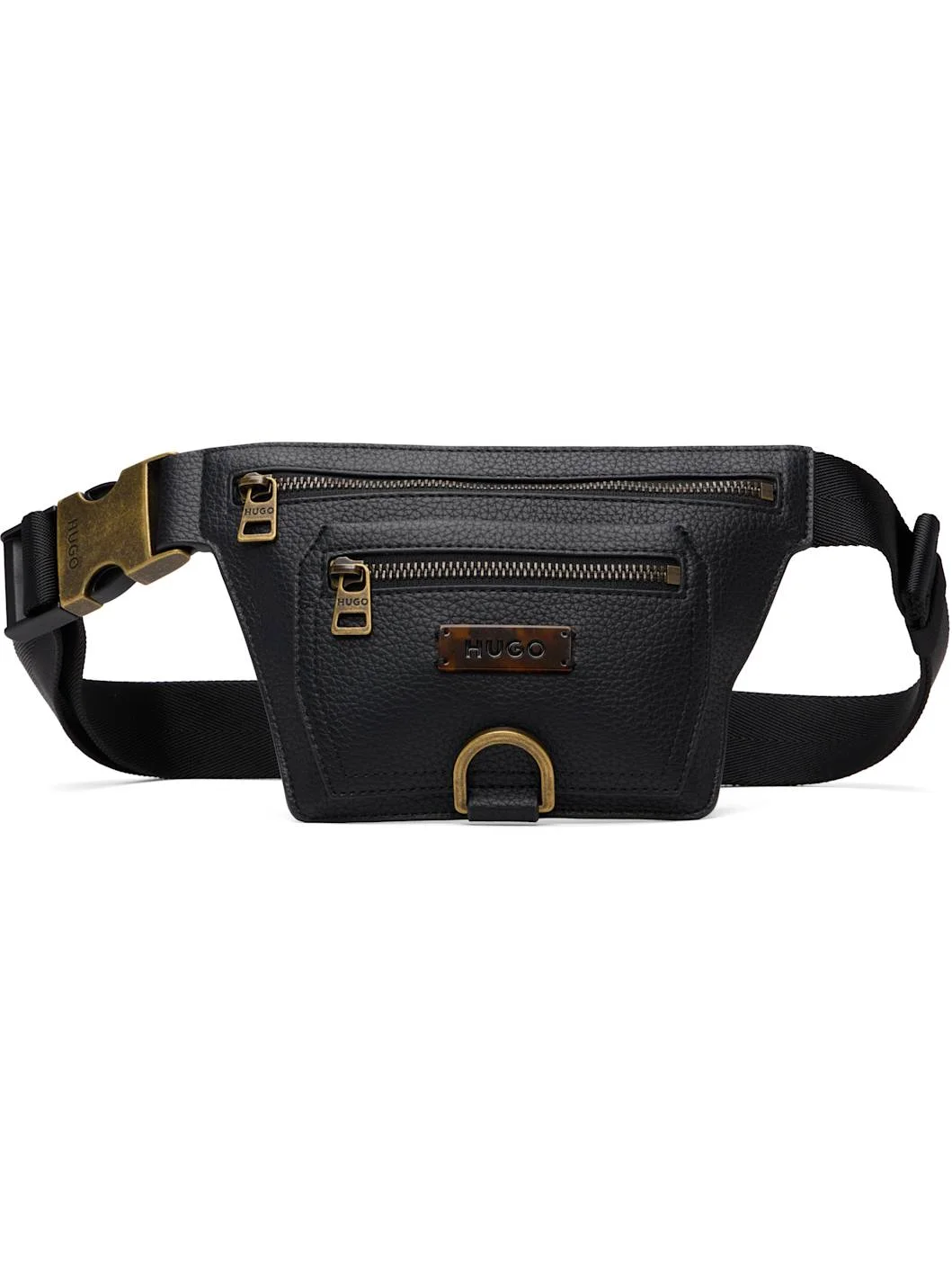 Black Grained Belt Bag - 1