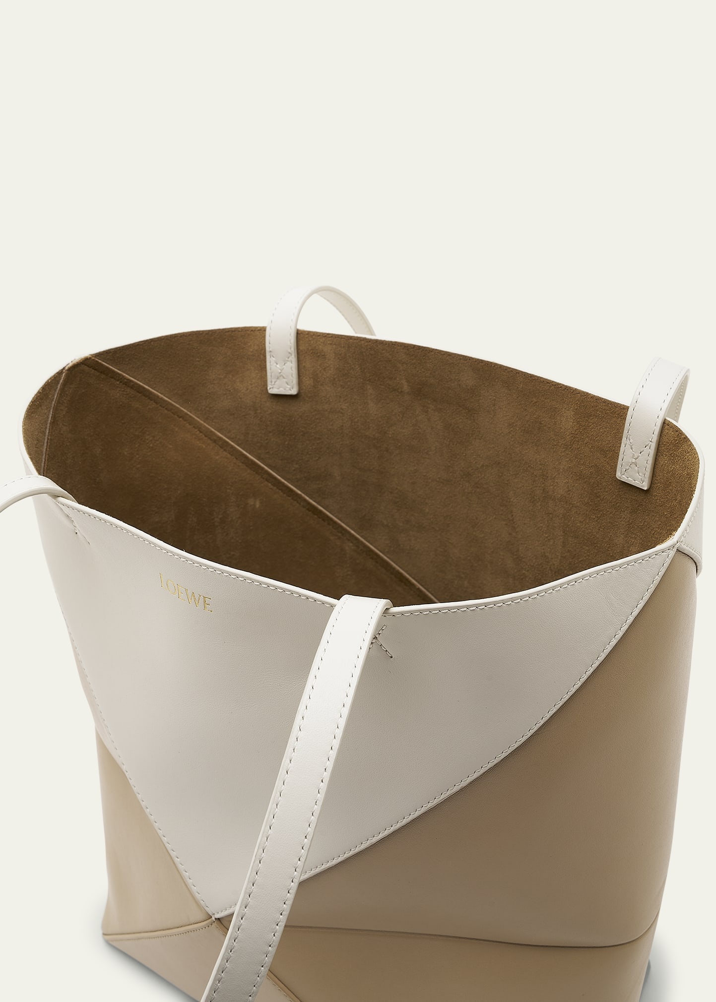 Puzzle Fold Medium Tote Bag in Shiny Bicolor Leather - 4