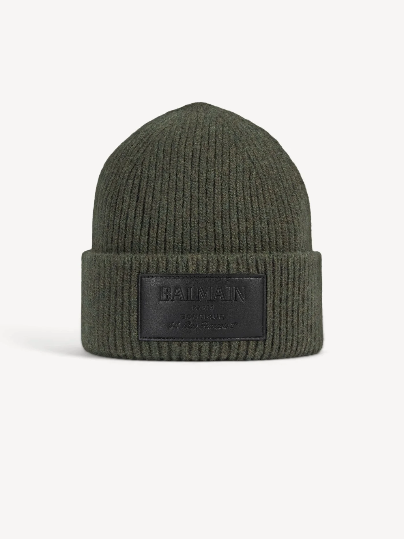 Wool beanie with leather Balmain Vintage label - 1
