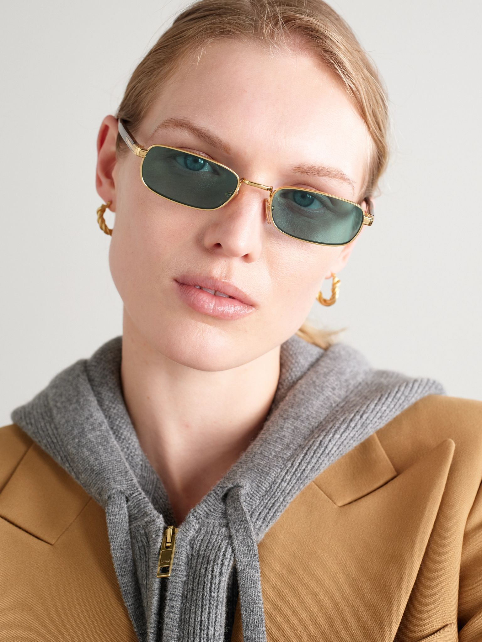 Rectangle-frame gold-tone and tortoiseshell acetate sunglasses Tortoiseshell - 2
