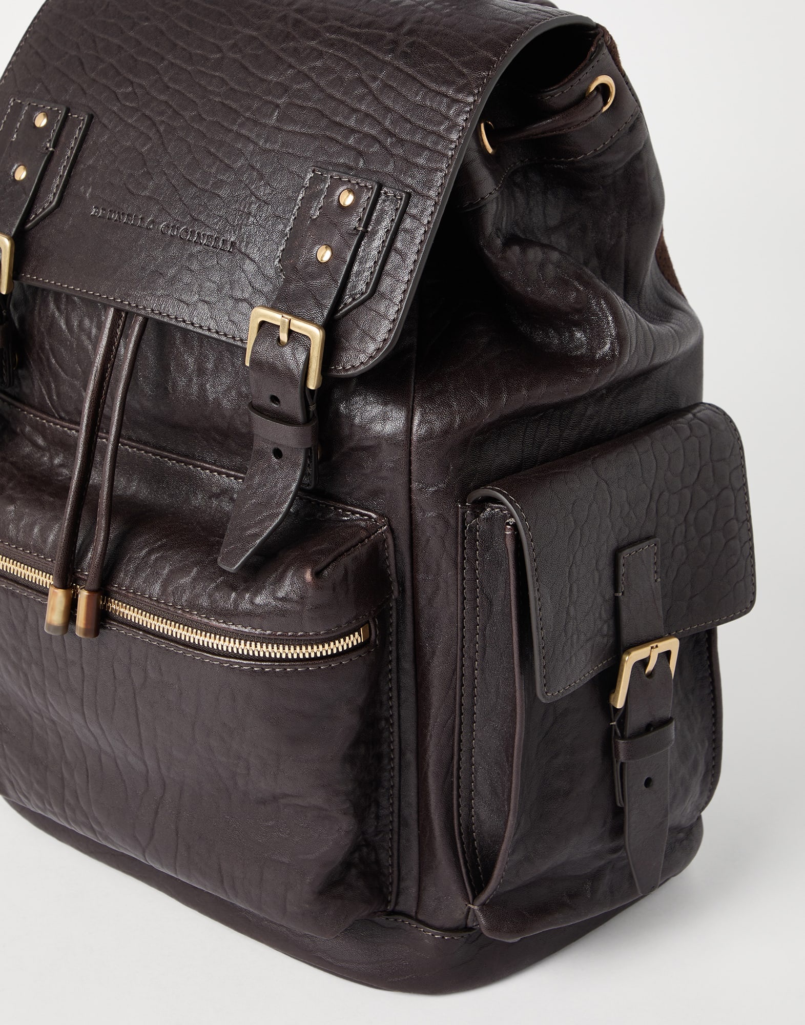 Textured grain leather city backpack - 3