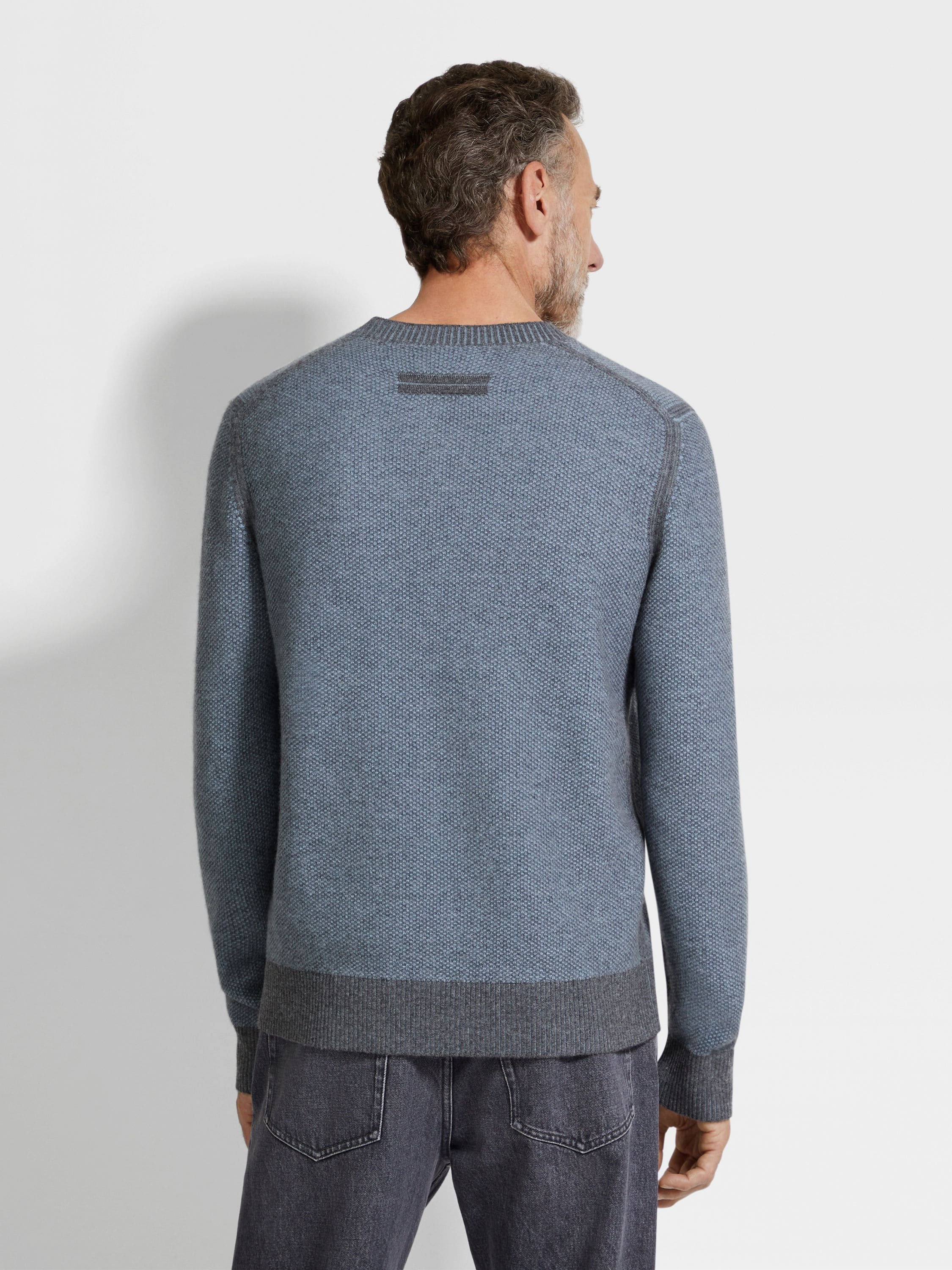 LIGHT BLUE OASI CASHMERE CREWNECK - 5